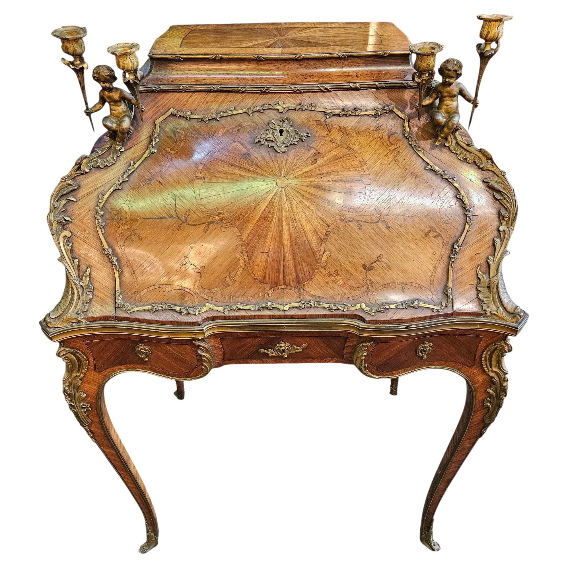 Bureau de Dame francés de madera de rey del siglo XIX por Maison Mottheau