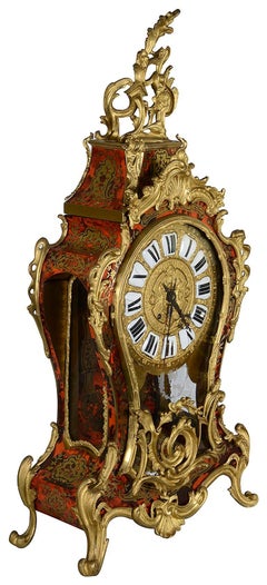 Orologio da camino francese del 19° secolo in stile Luigi XVI Boulle. 86 cm di altezza
