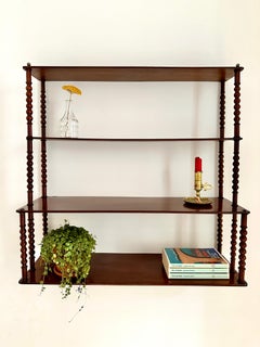 C19th French Mahogany Bobbin Shelf
