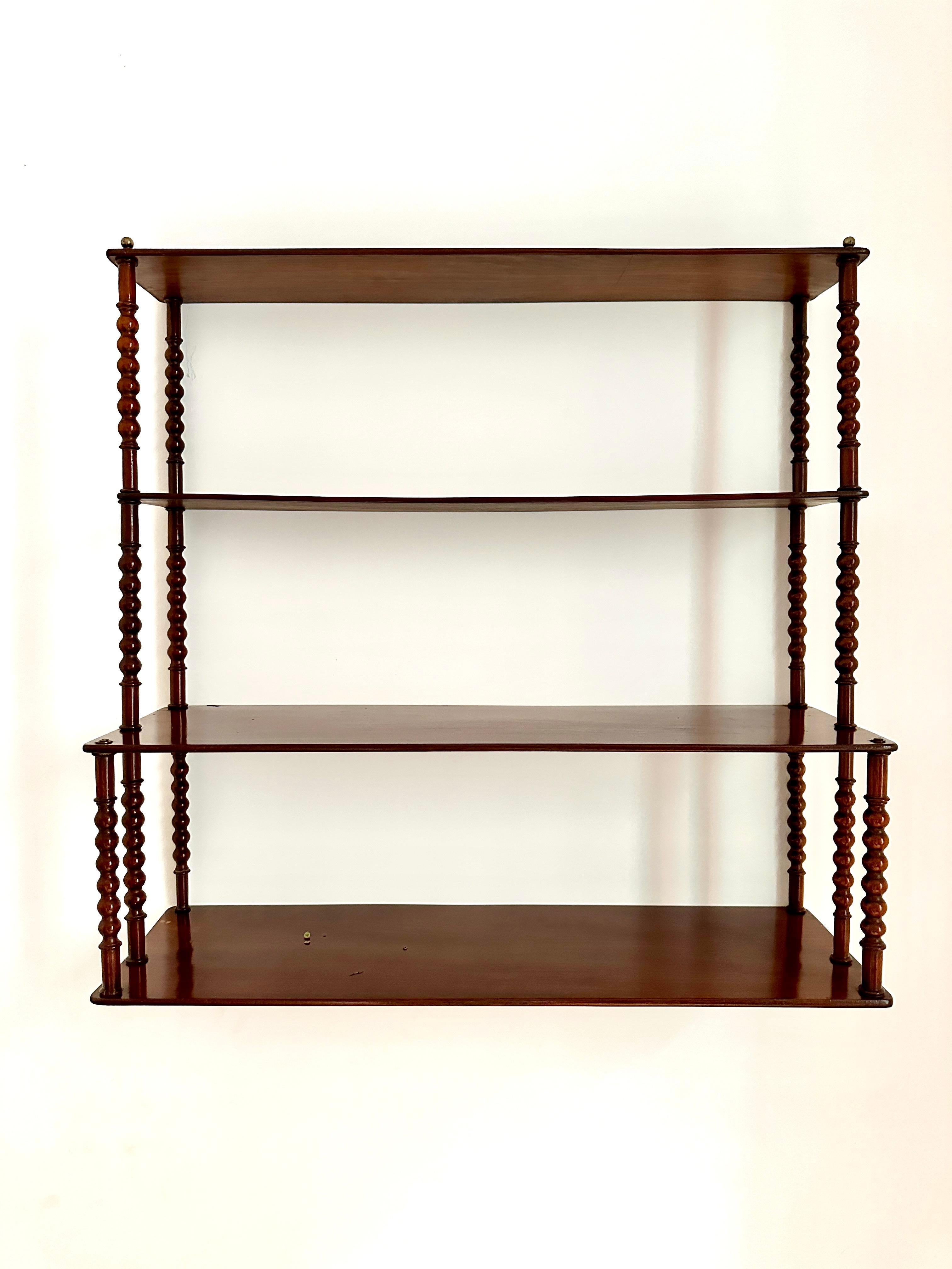 Louis Philippe C19th French Mahogany Bobbin Shelf