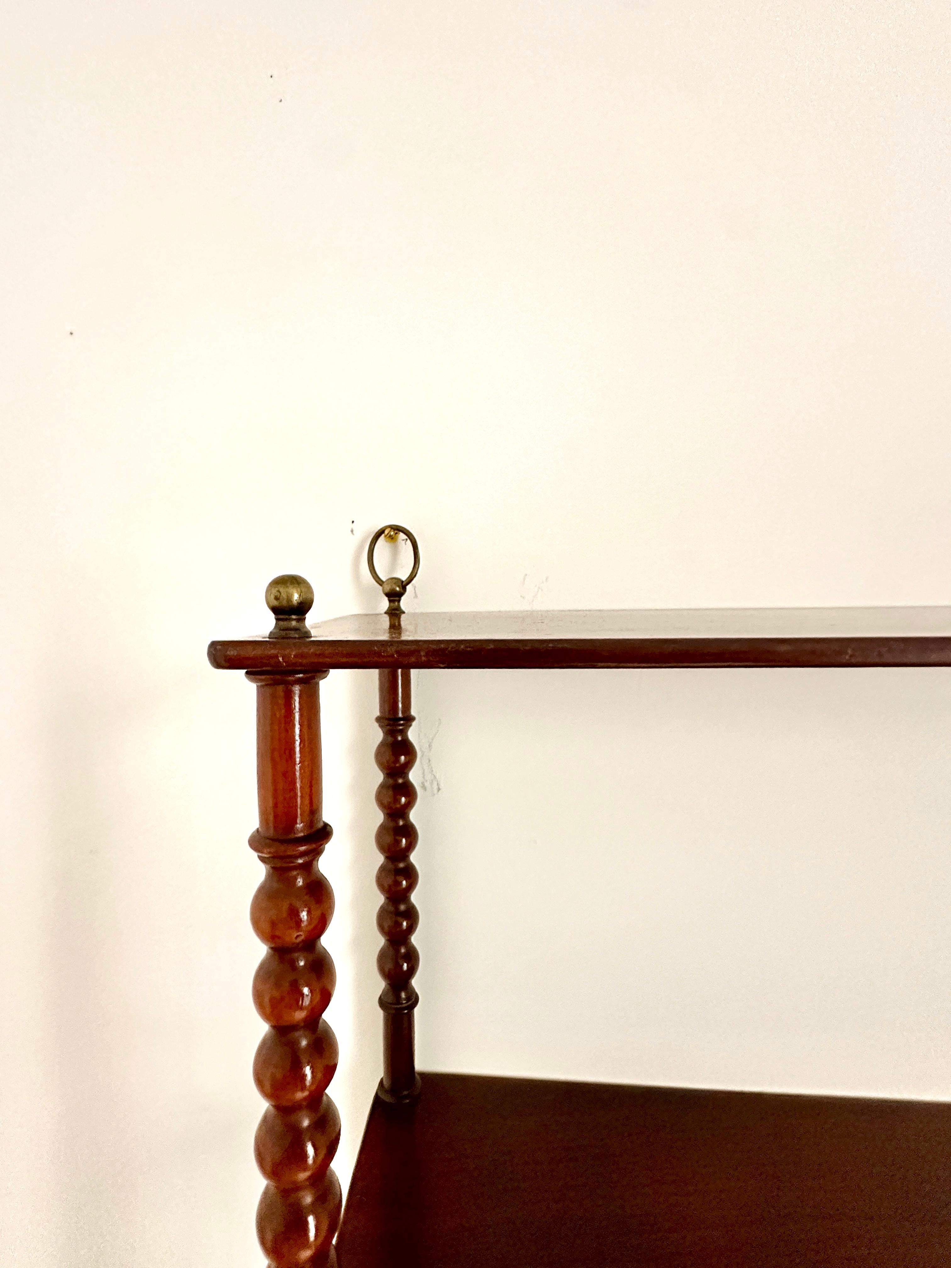 C19th French Mahogany Bobbin Shelf 1