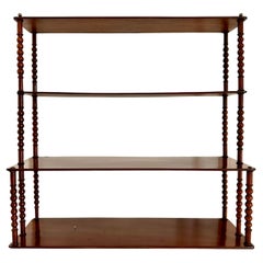Antique C19th French Mahogany Bobbin Shelf