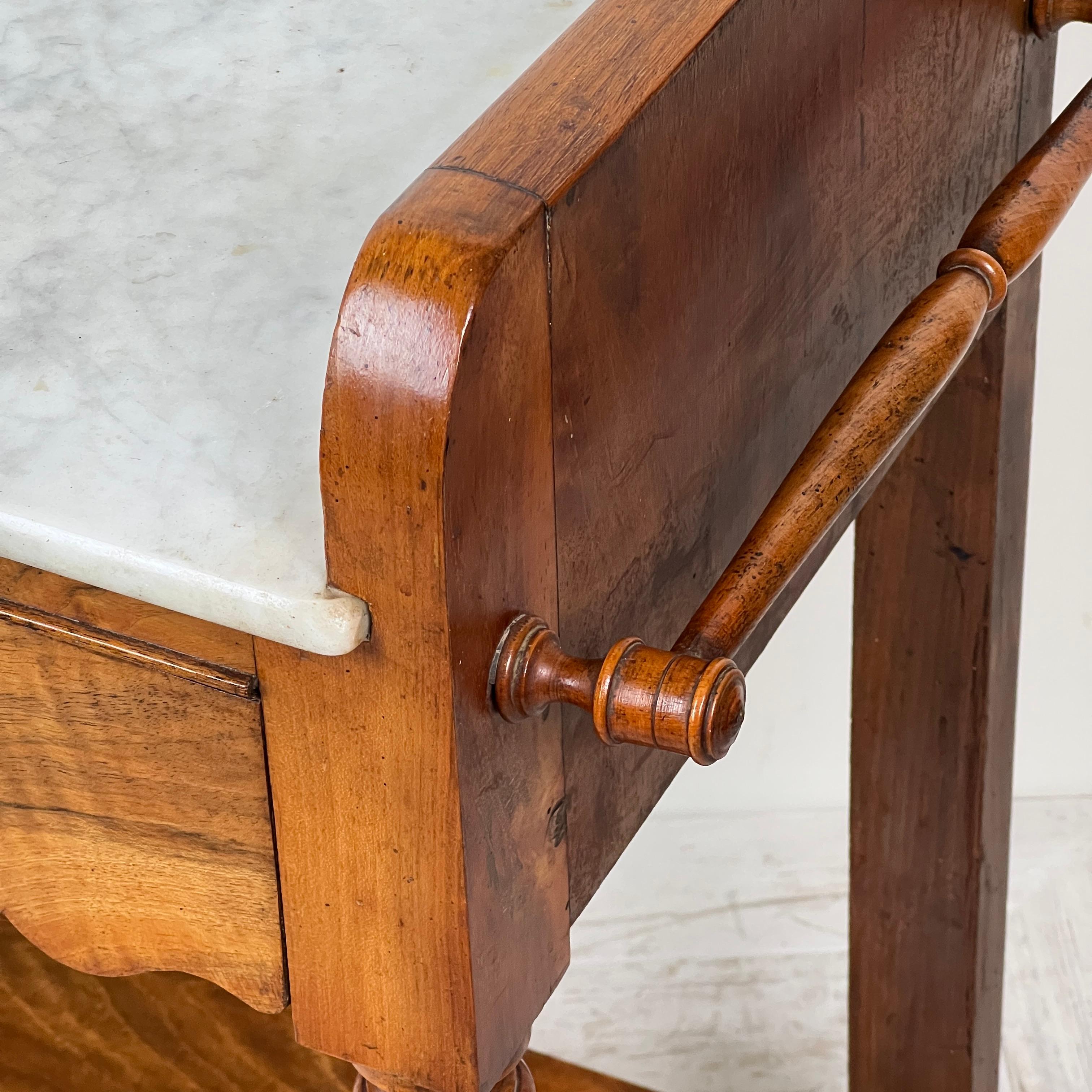 C19th French Walnut And Marble Washstand Vanity Or Hall Table For Sale 5