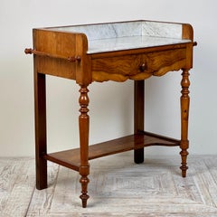 C19th French Walnut And Marble Washstand Vanity Or Hall Table