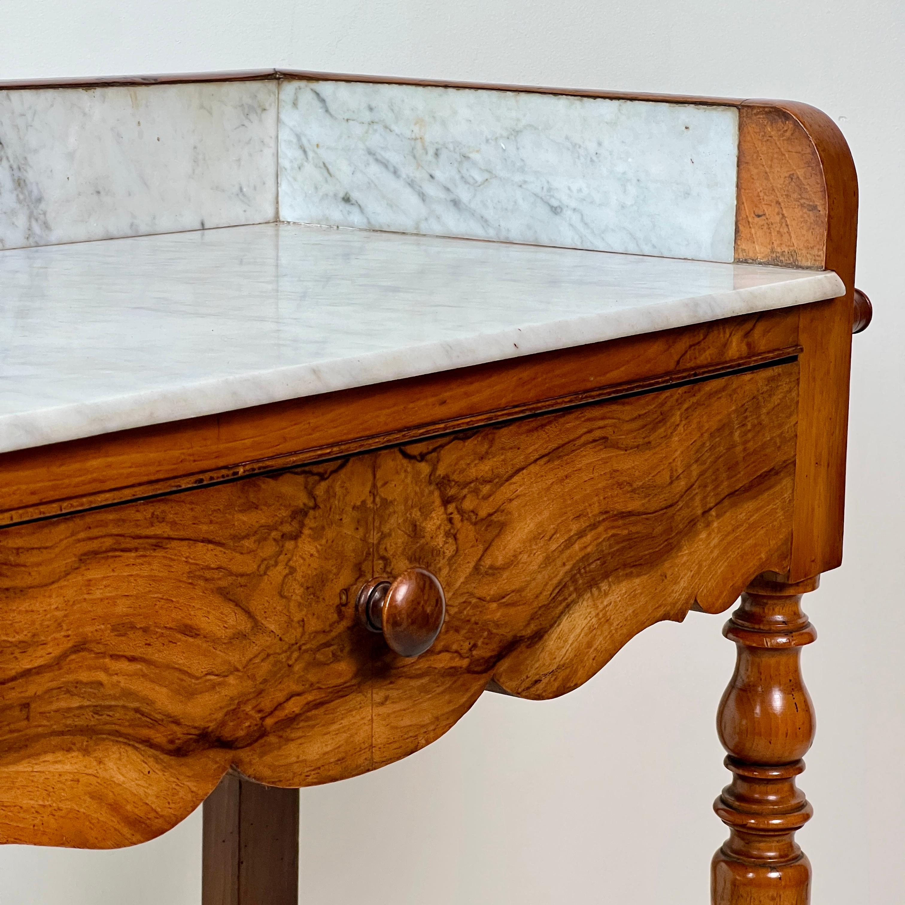 C19th French Walnut And Marble Washstand Vanity Or Hall Table For Sale 2