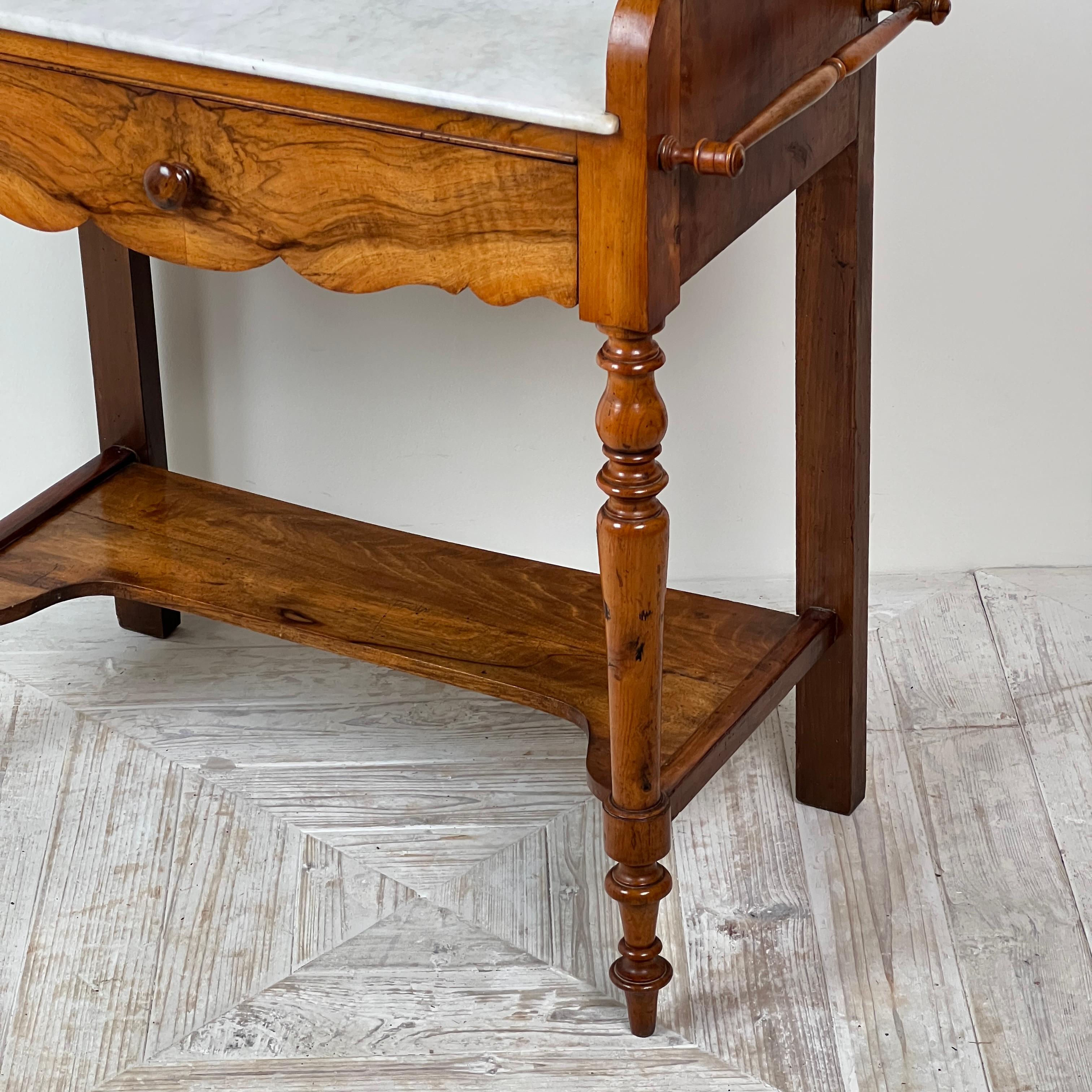C19th French Walnut And Marble Washstand Vanity Or Hall Table For Sale 4