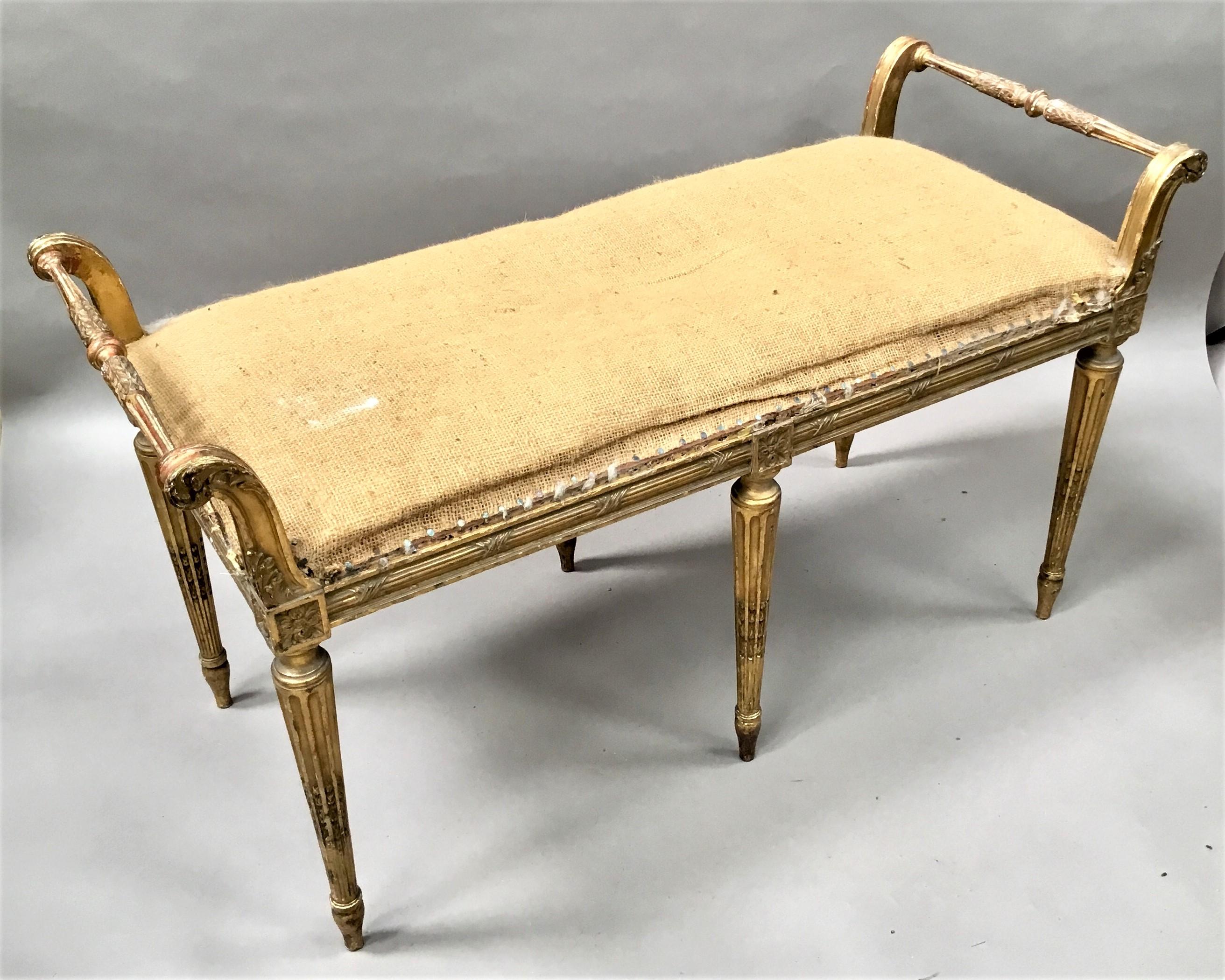 Neoclassical 19th Century Giltwood Window Seat / Stool For Sale