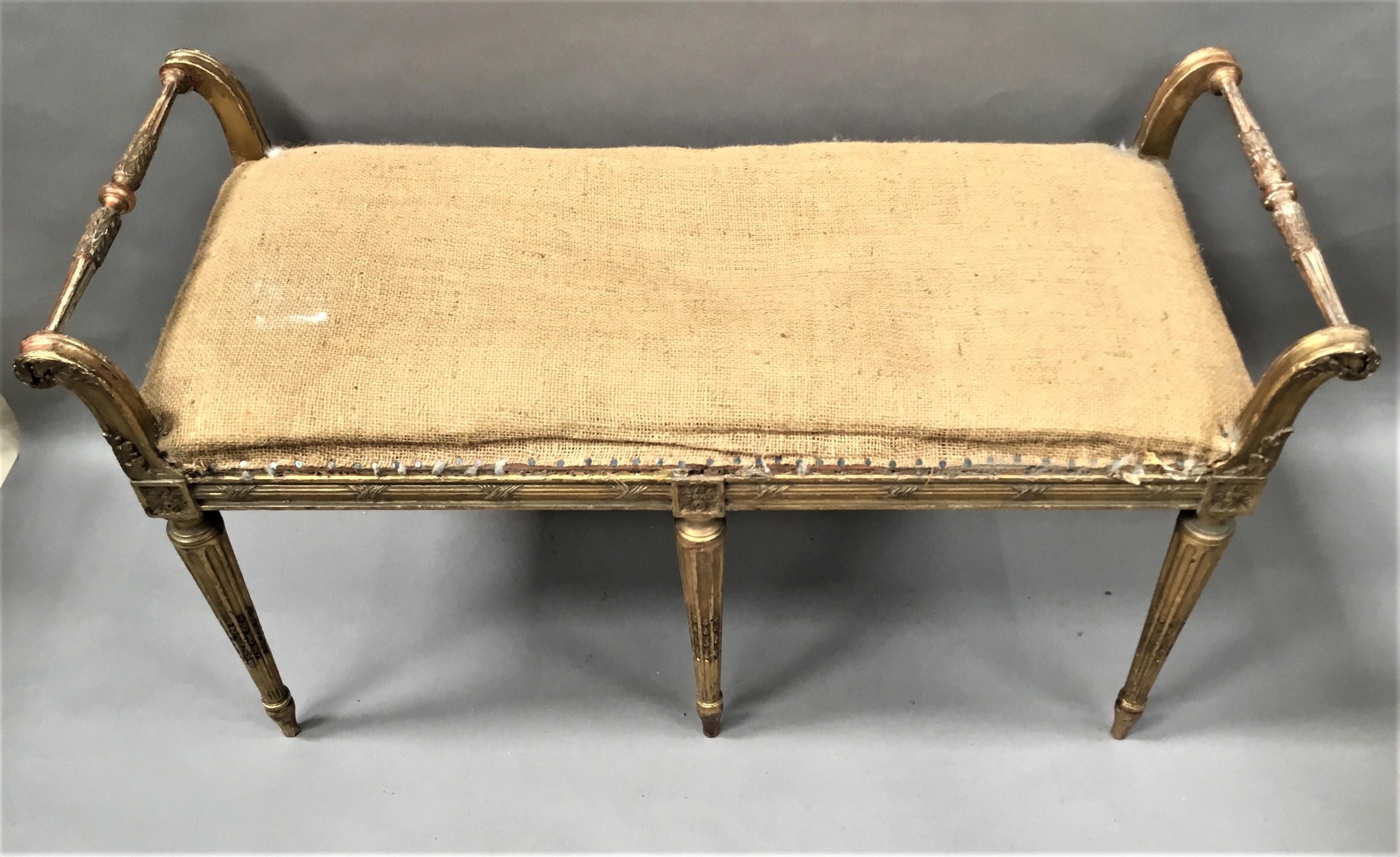 19th Century Giltwood Window Seat / Stool For Sale 2