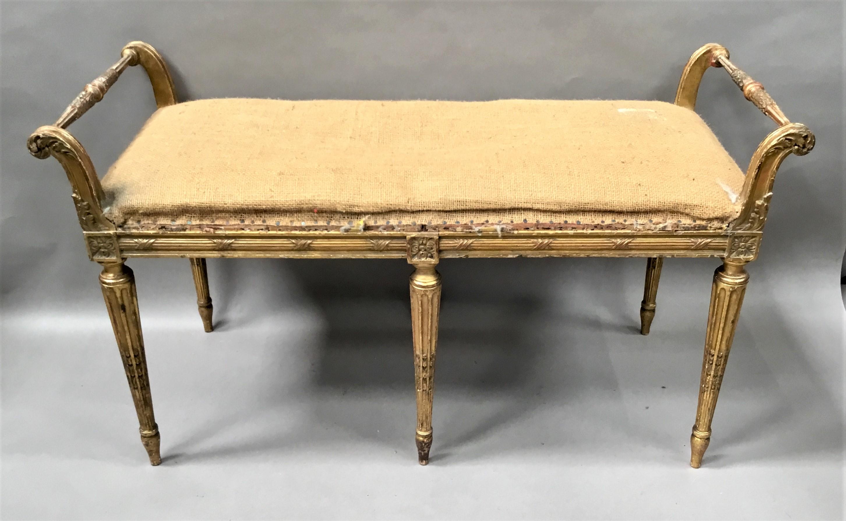 19th Century Giltwood Window Seat / Stool For Sale 3