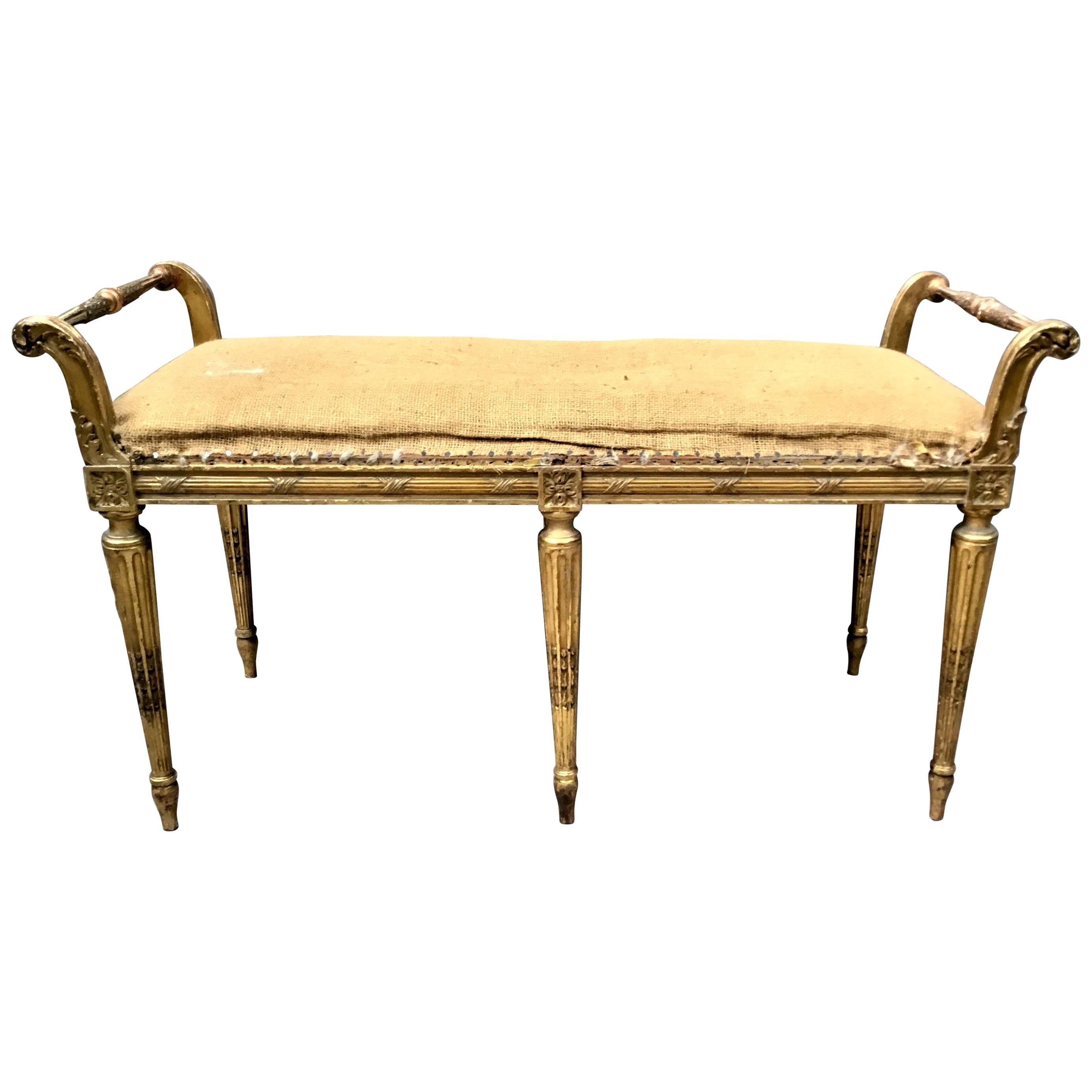 19th Century Giltwood Window Seat / Stool For Sale