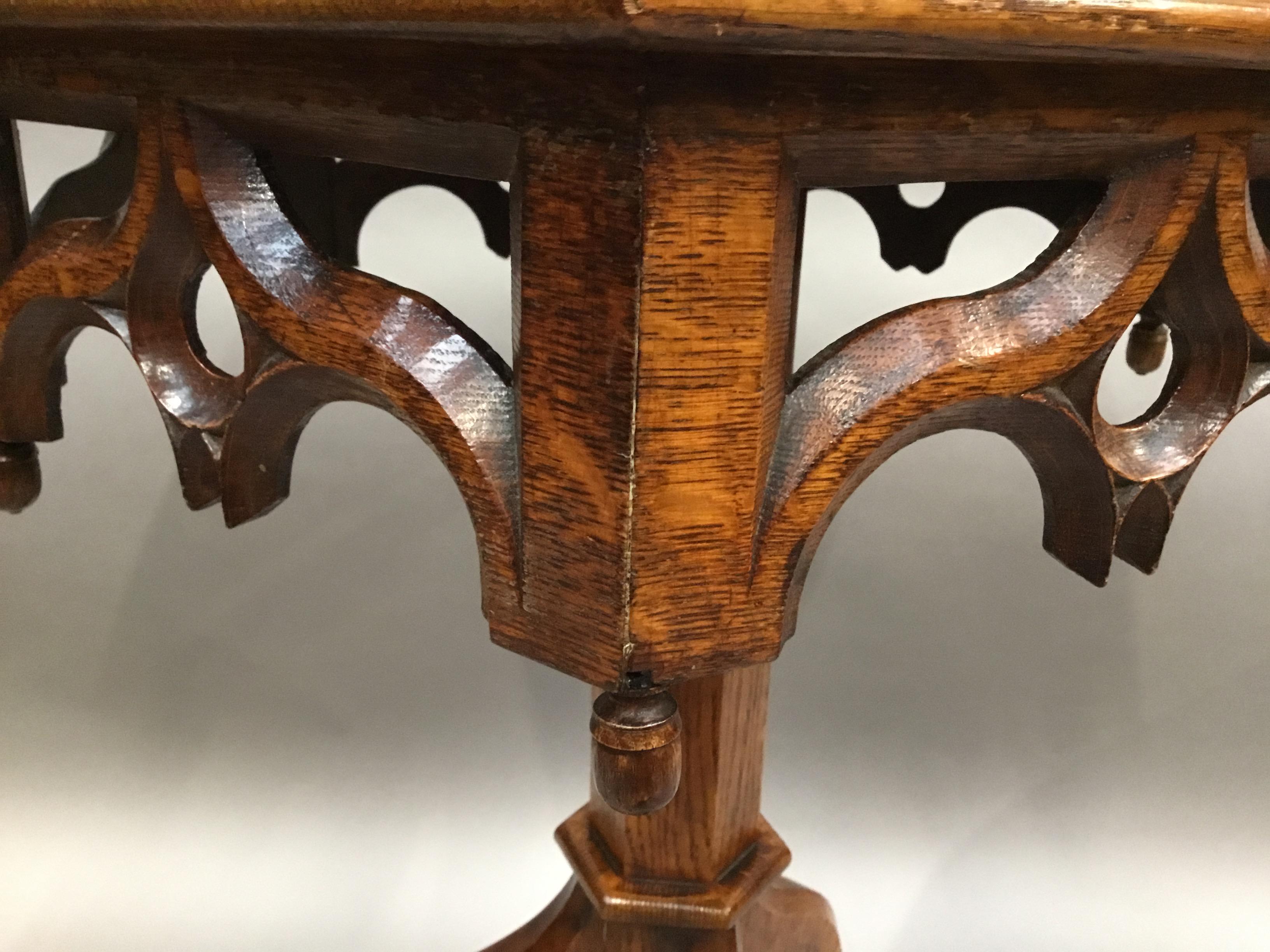 19th Century Gothic Oak Occasional Table For Sale 5