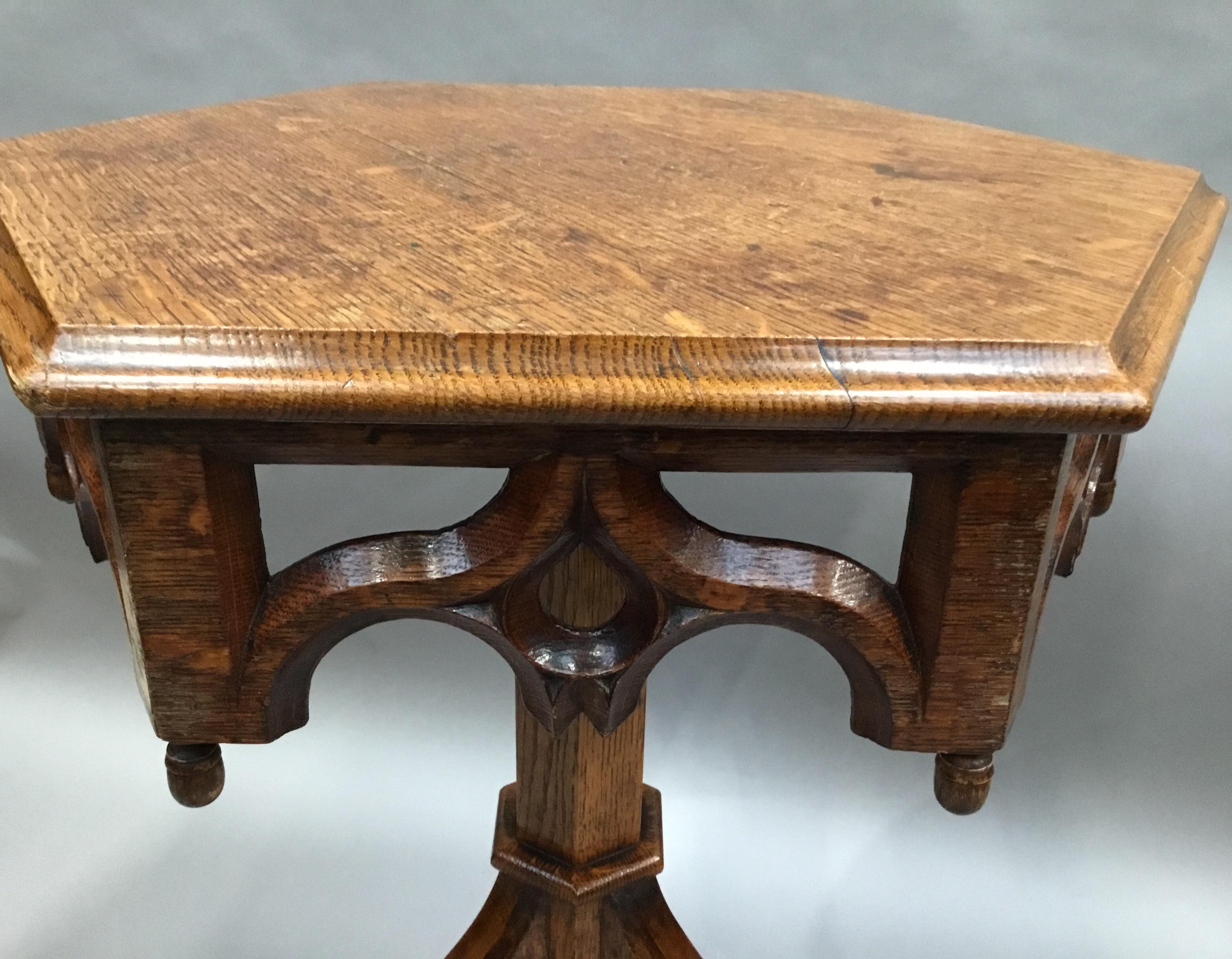 19th Century Gothic Oak Occasional Table For Sale 10