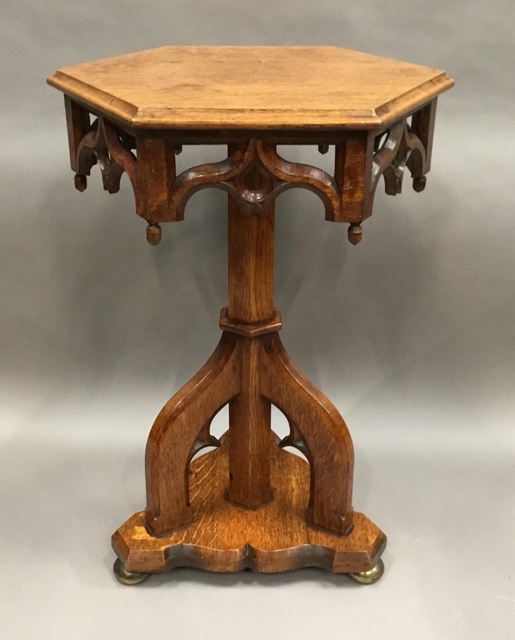 19th Century Gothic Oak Occasional Table For Sale 12