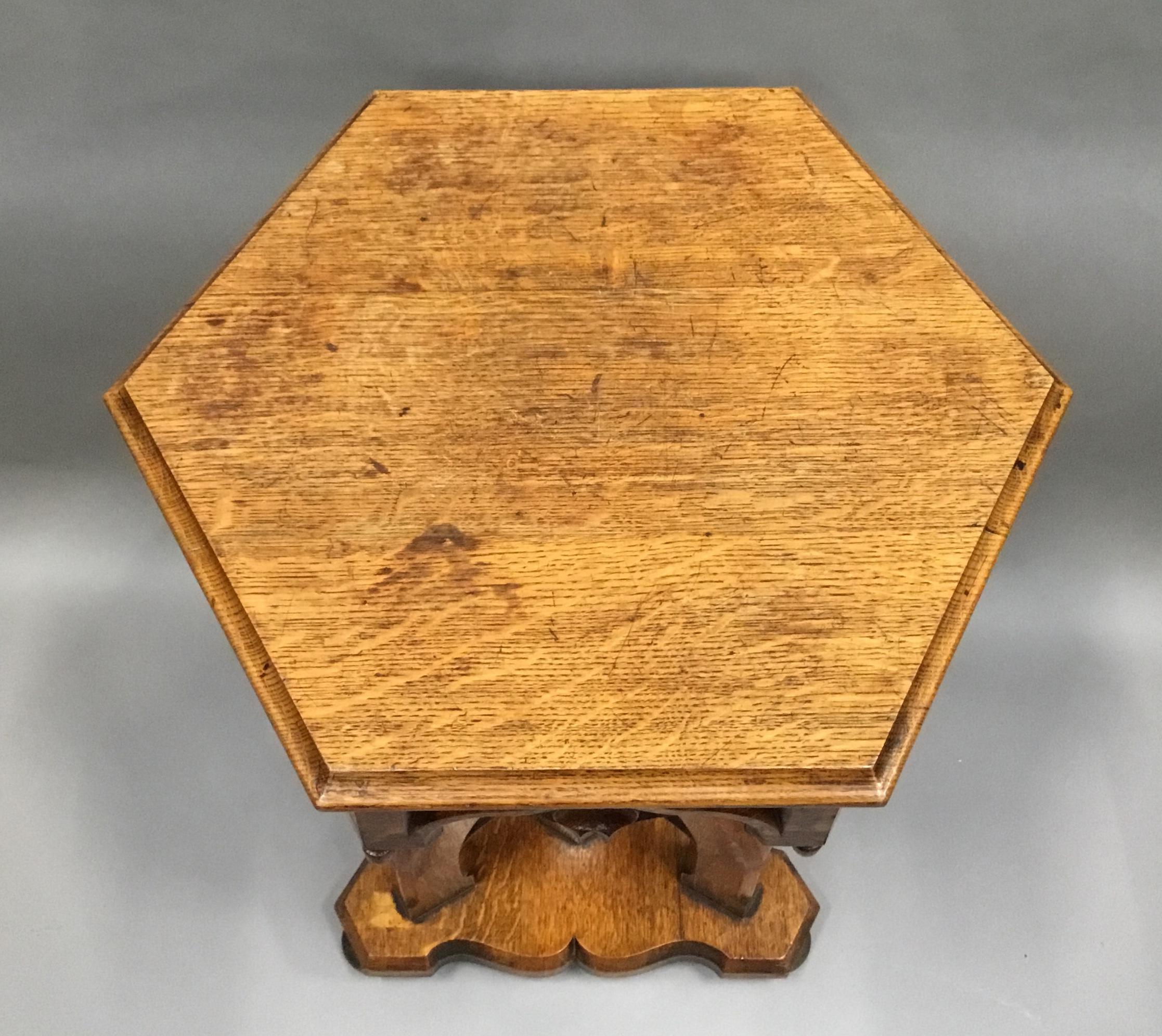 English 19th Century Gothic Oak Occasional Table For Sale