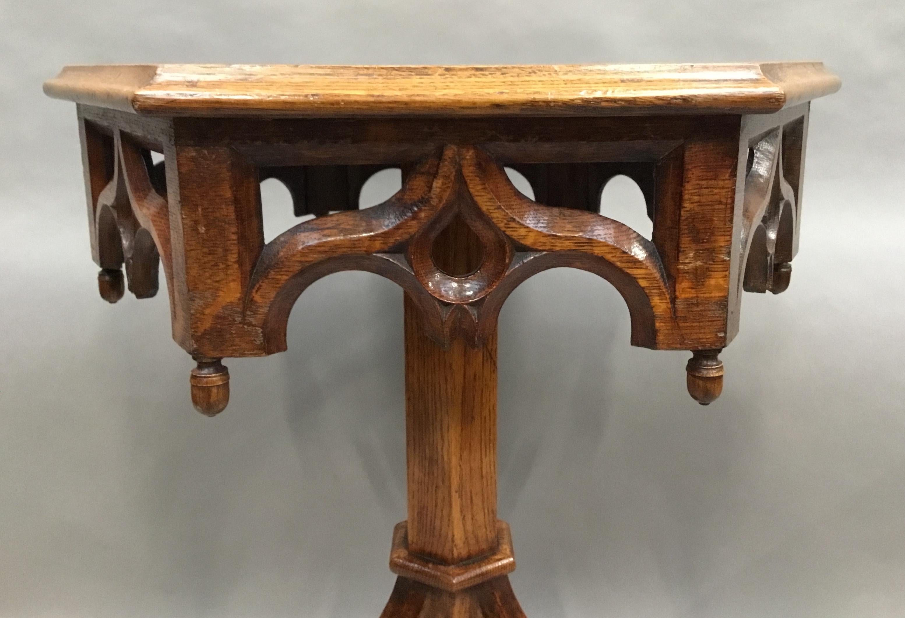 19th Century Gothic Oak Occasional Table For Sale 3