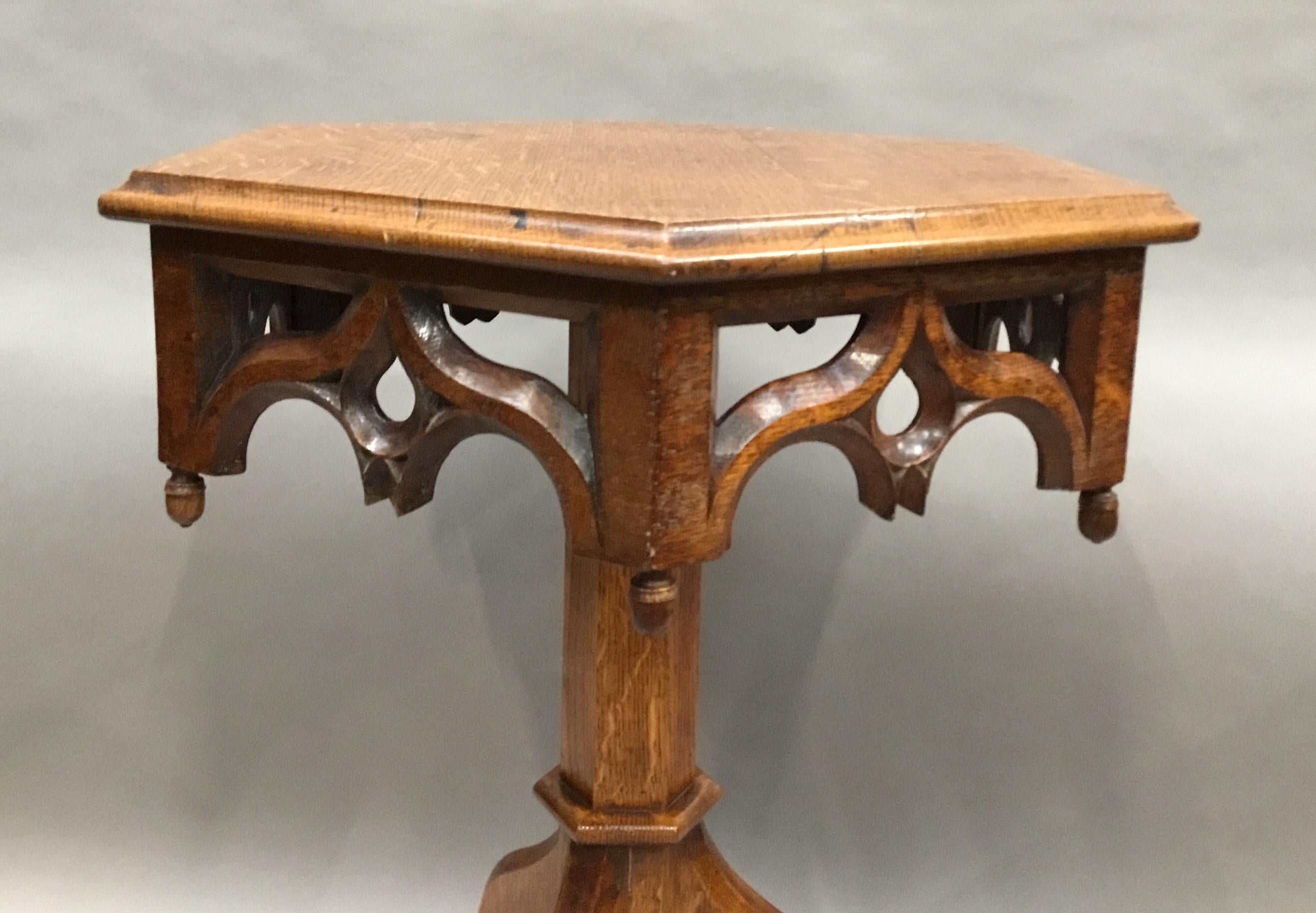 19th Century Gothic Oak Occasional Table For Sale 4