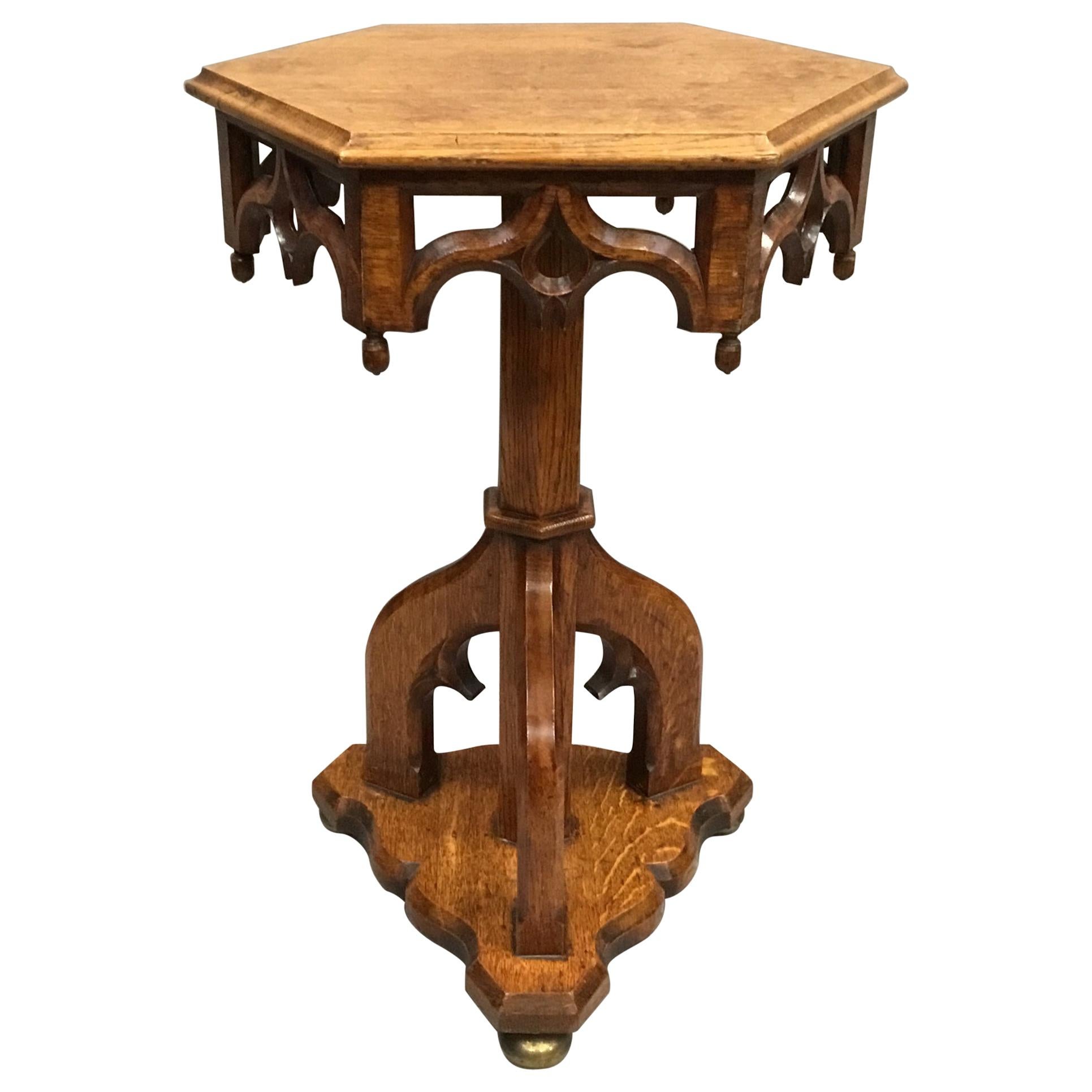 19th Century Gothic Oak Occasional Table For Sale