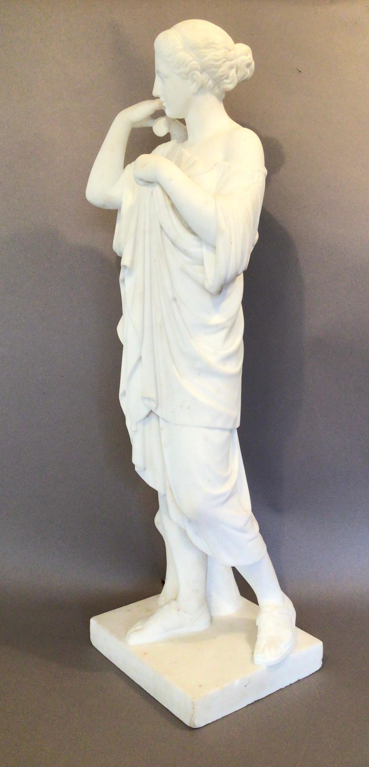 Neoclassical C19th Grand Tour Marble Statue of Diane For Sale