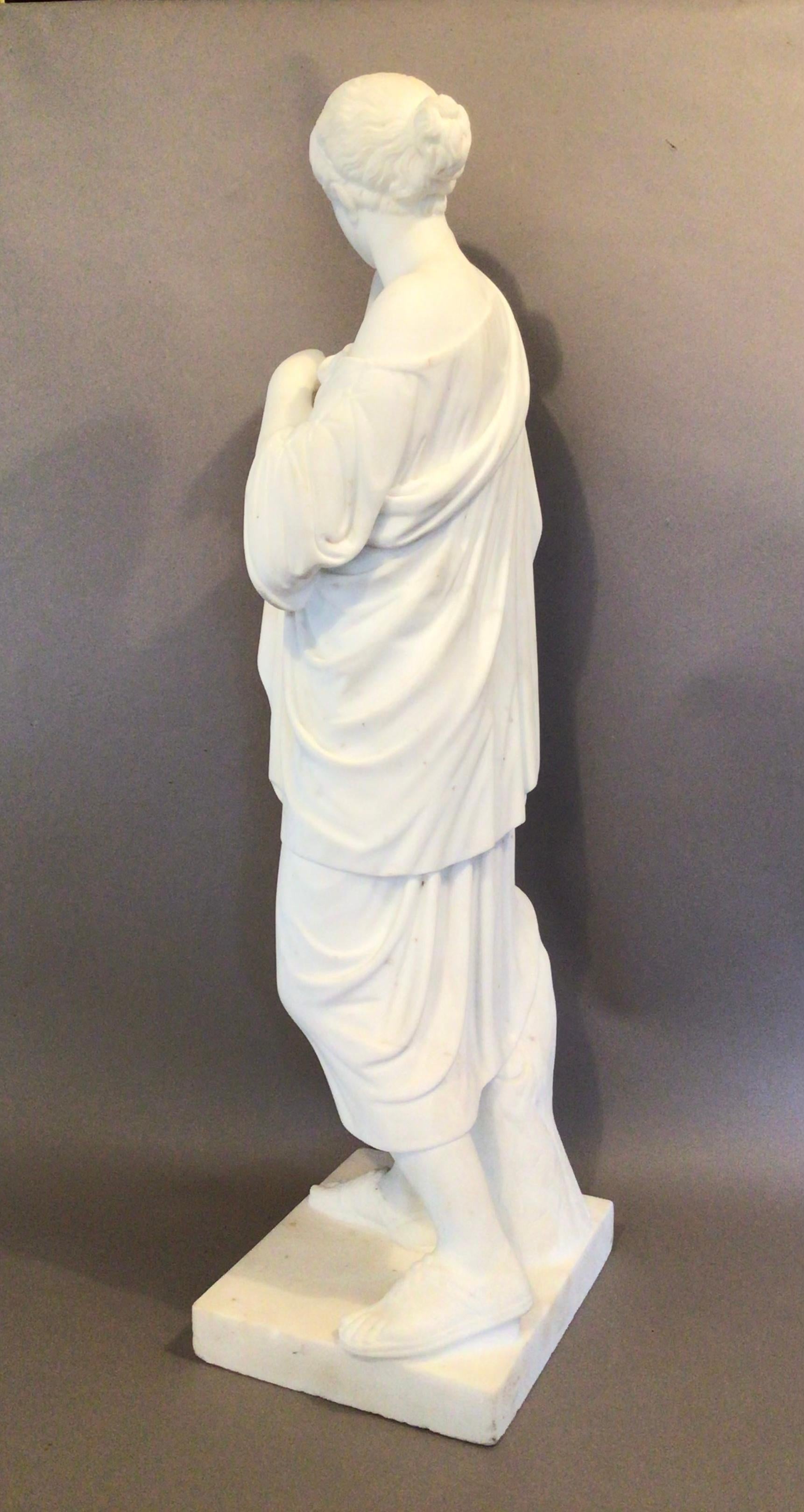 Carved C19th Grand Tour Marble Statue of Diane For Sale