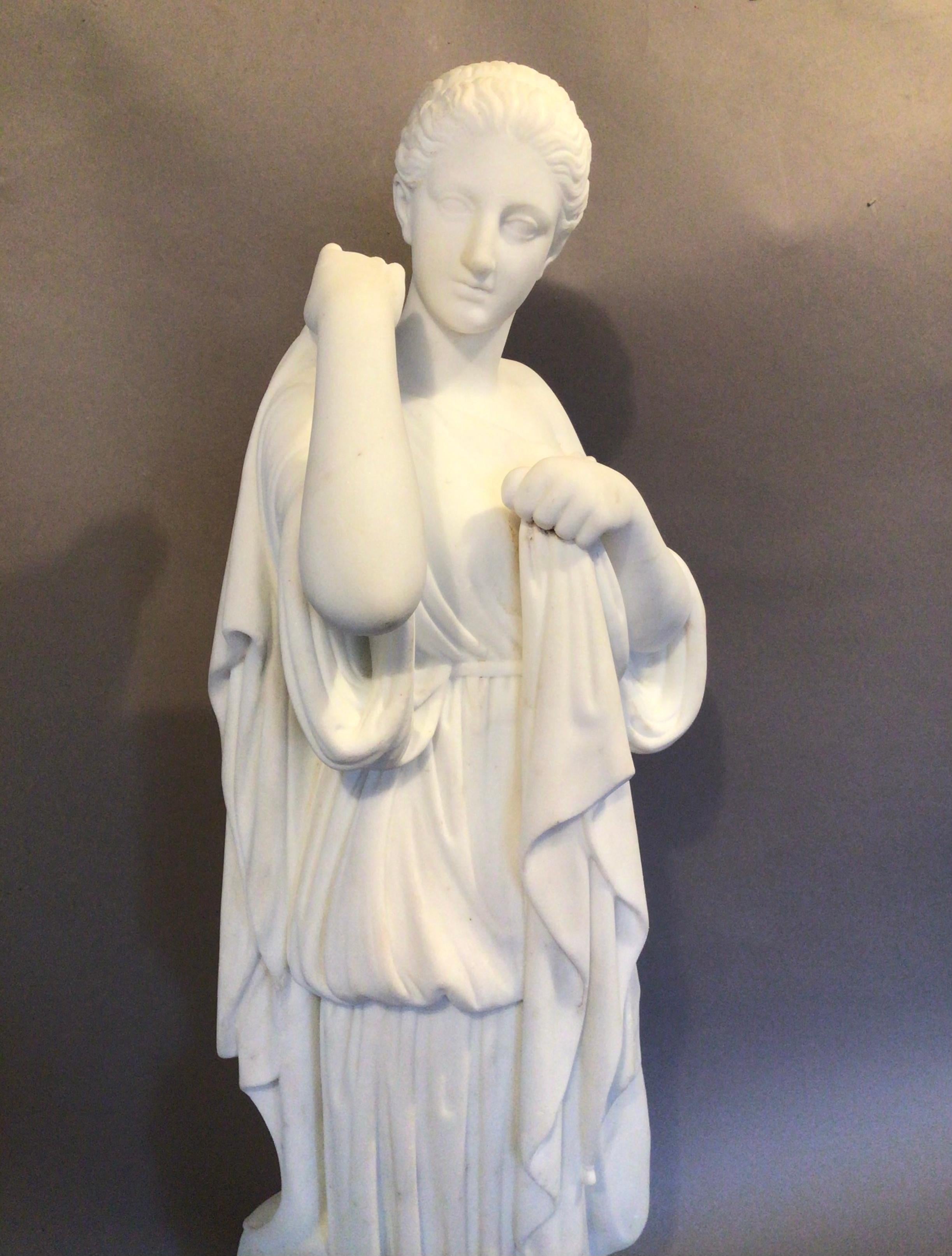 C19th Grand Tour Marble Statue of Diane For Sale 1