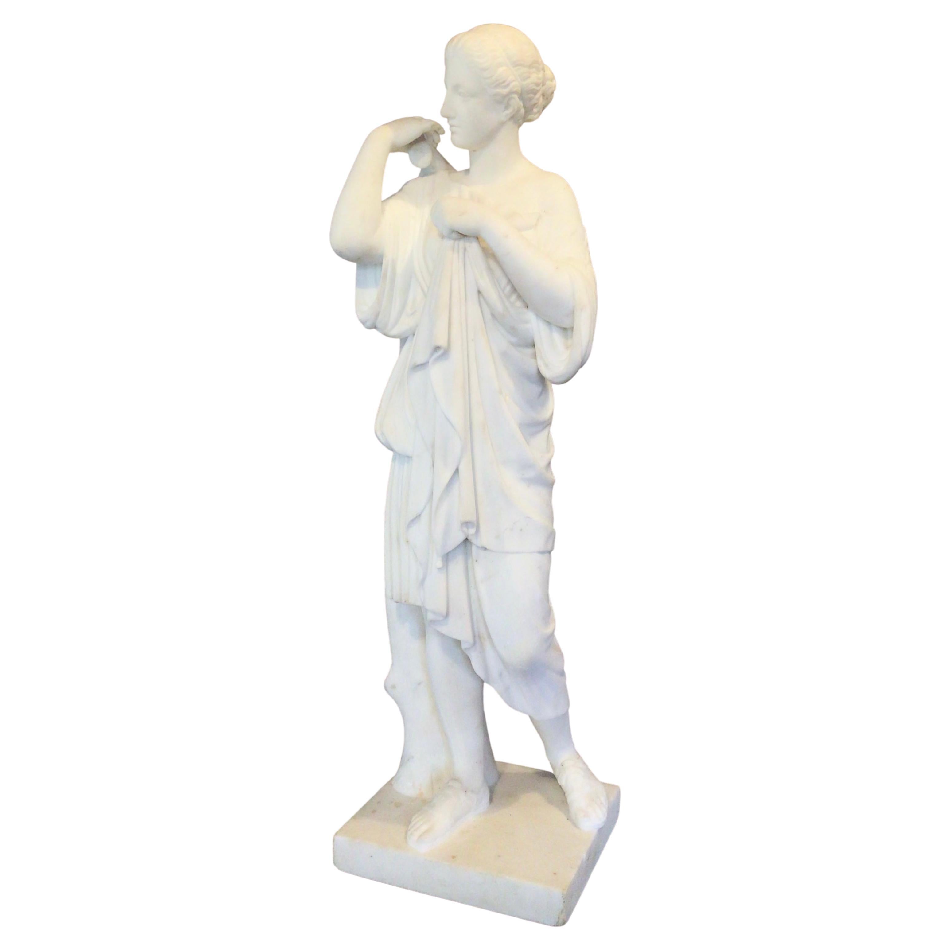 C19th Grand Tour Marble Statue of Diane For Sale