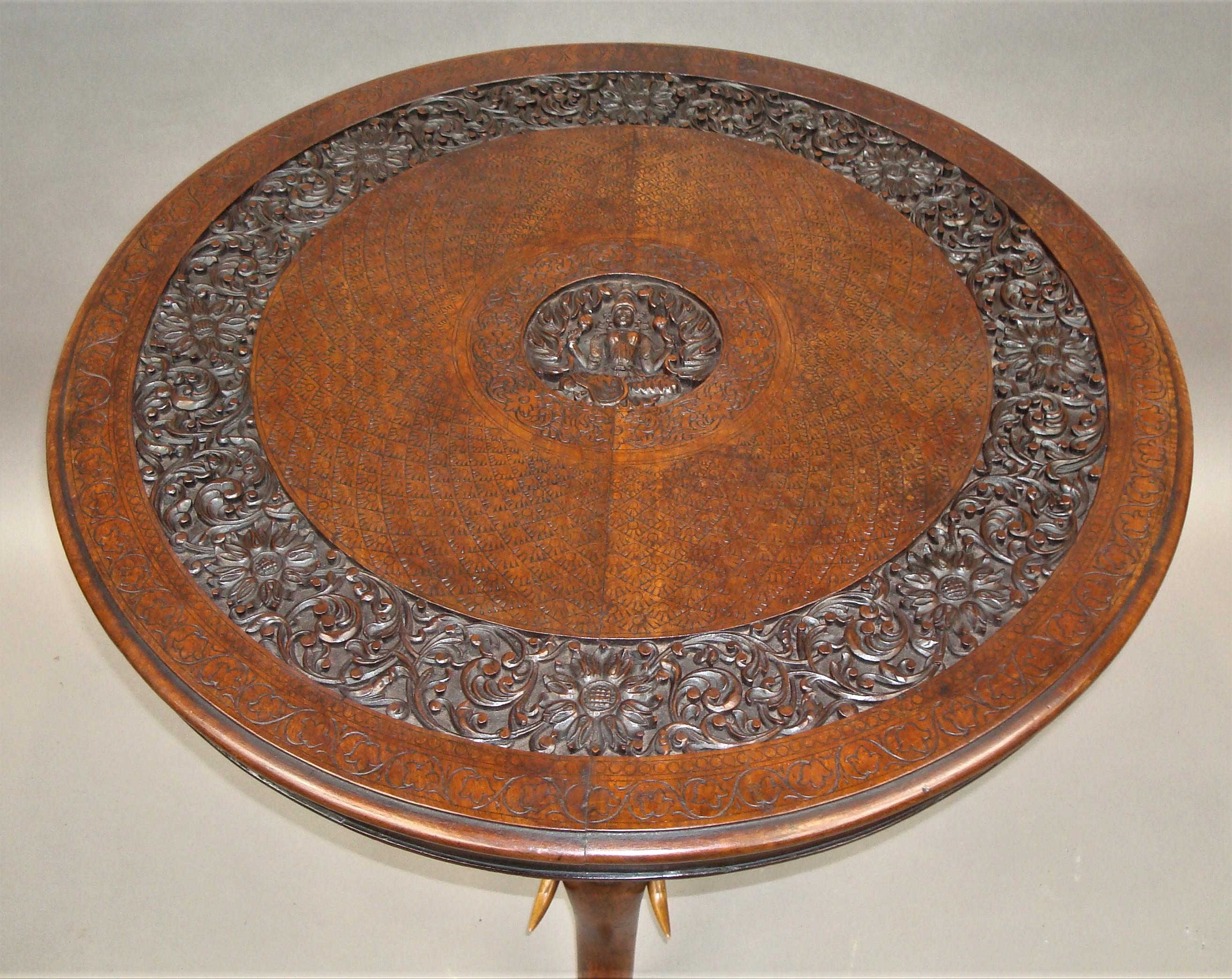 C19th Indian Carved Teak Elephant Table For Sale 10