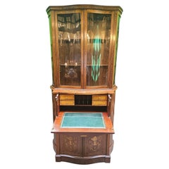C19th Inlaid Mahogany Secretaire Bookcase
