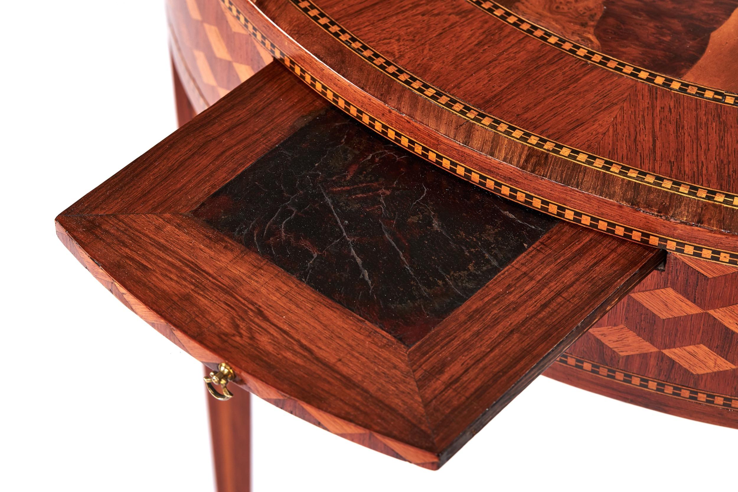 19th Century C19th Italian inlaid Centre Table with Drawers & Candle slides For Sale
