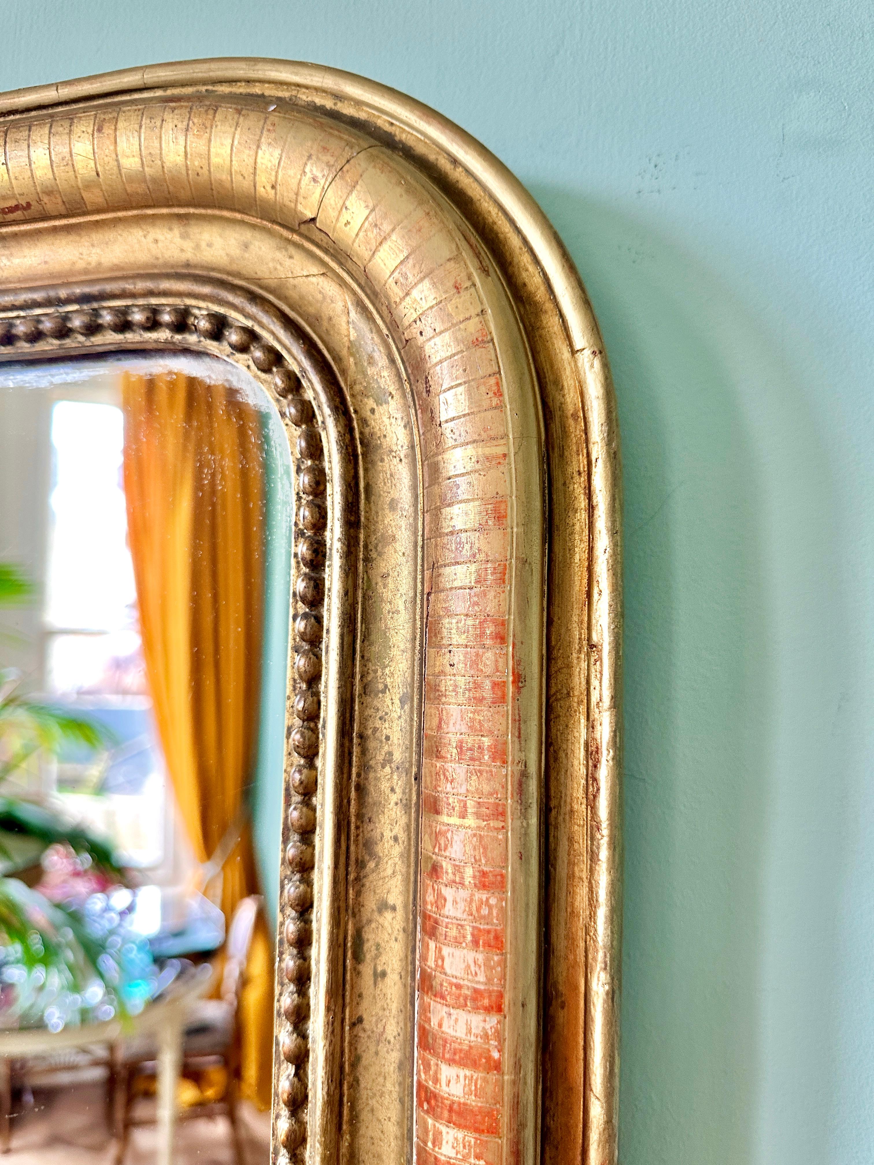 C19th Louis Philippe Gilt Arch Top Wall Mirror In Good Condition For Sale In London, GB