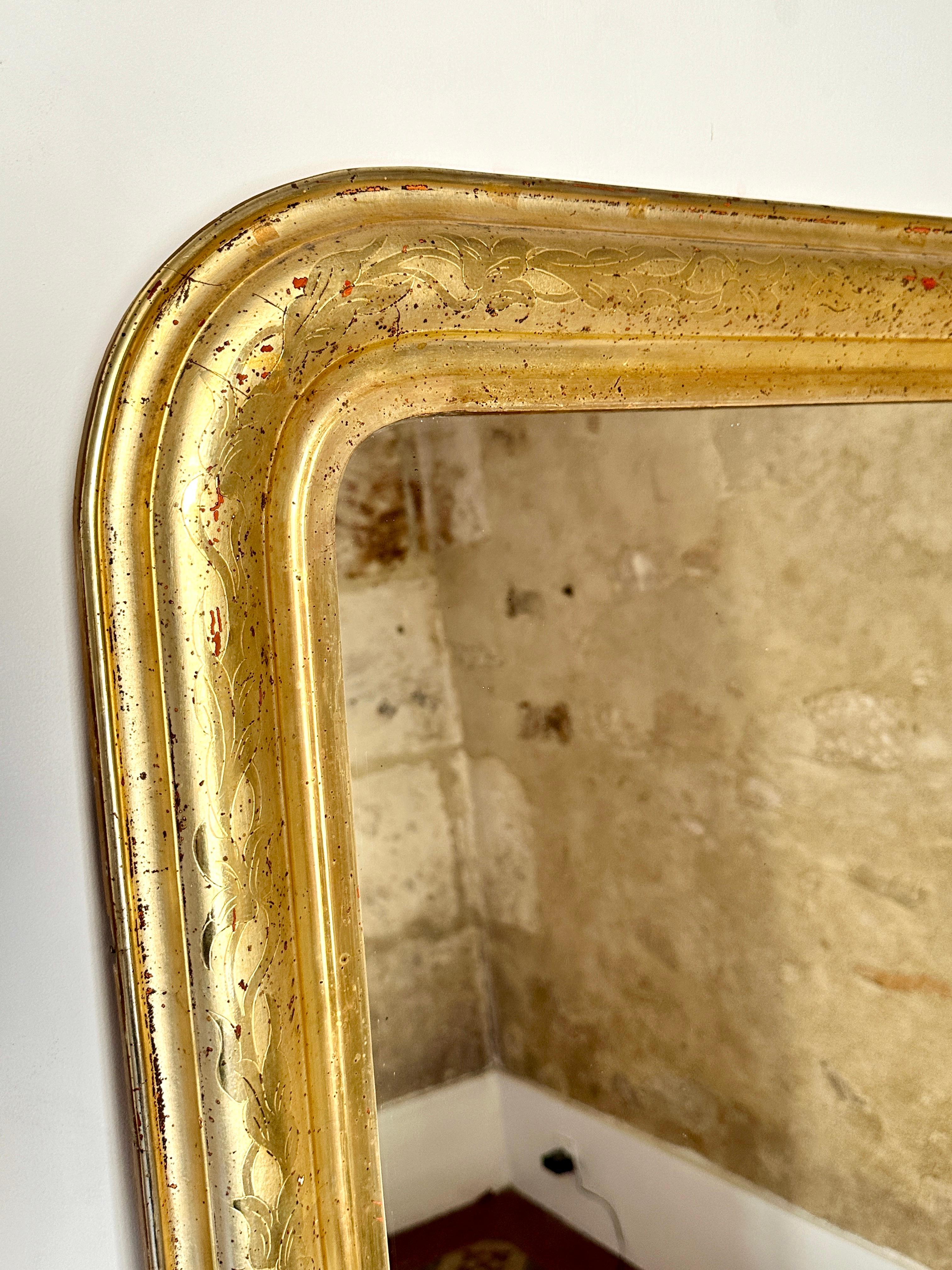 French C19th Louis Philippe Gilt Archtop Mirror For Sale