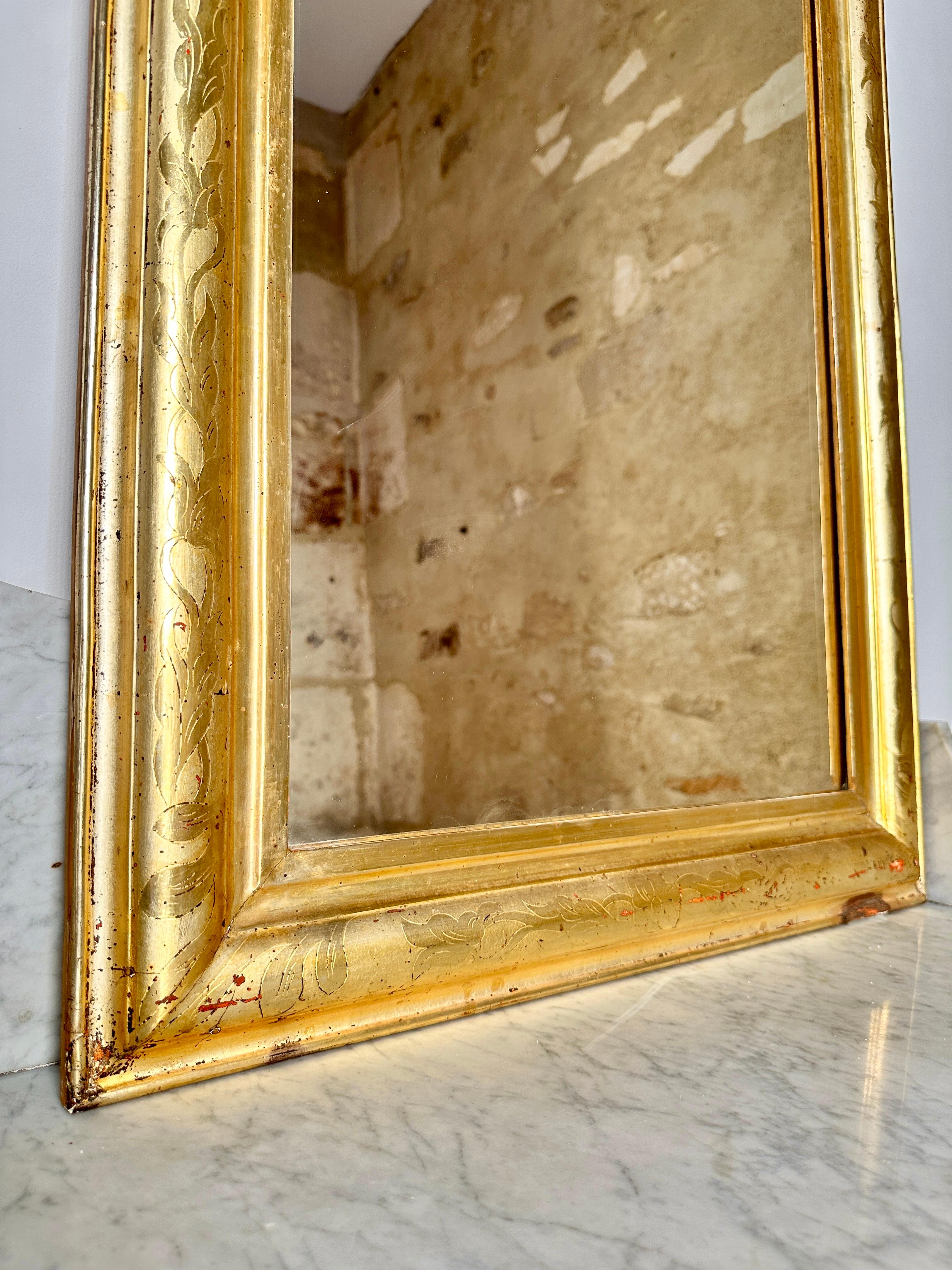 Mid-19th Century C19th Louis Philippe Gilt Archtop Mirror For Sale