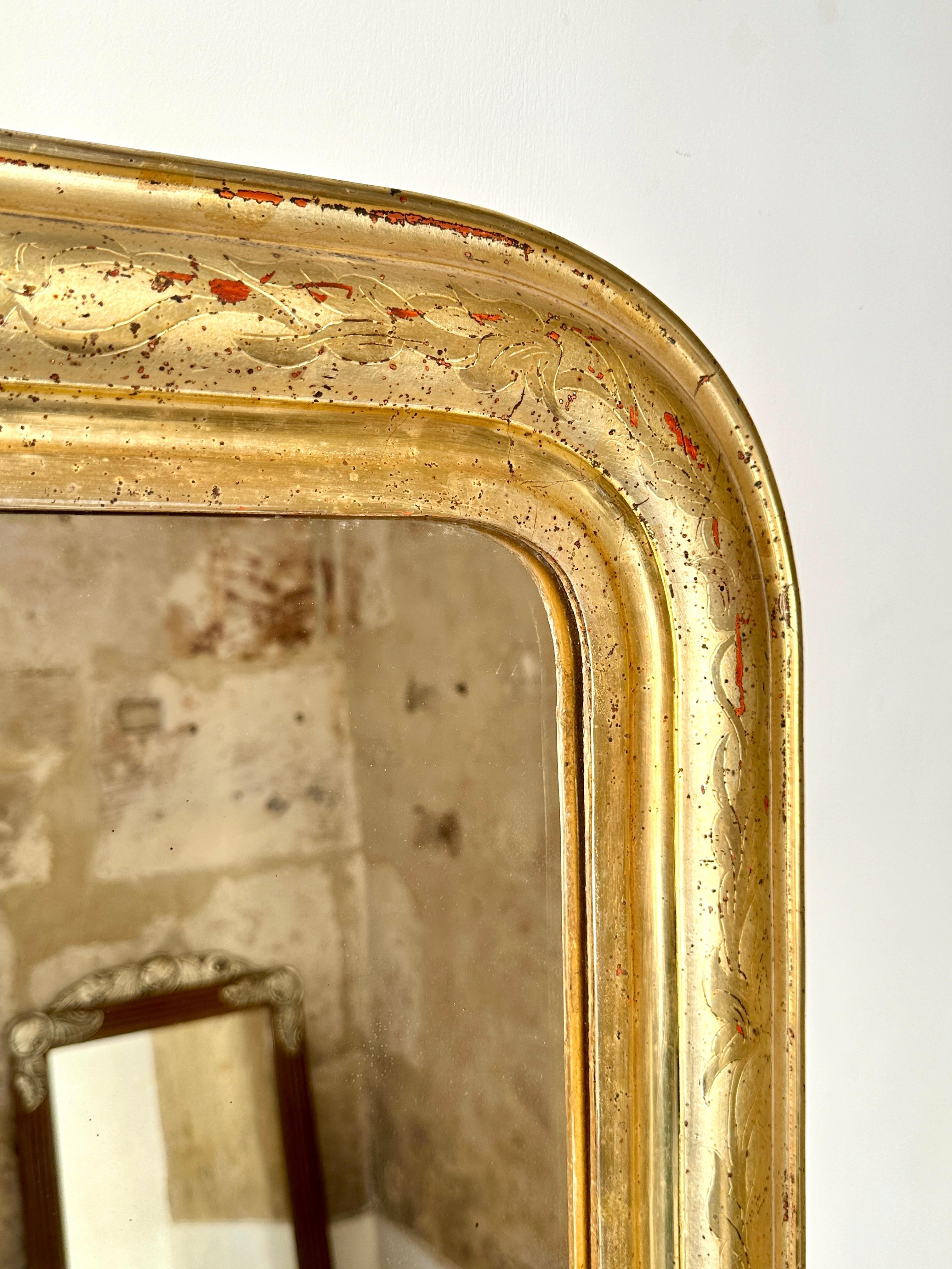 Gesso C19th Louis Philippe Gilt Archtop Mirror For Sale