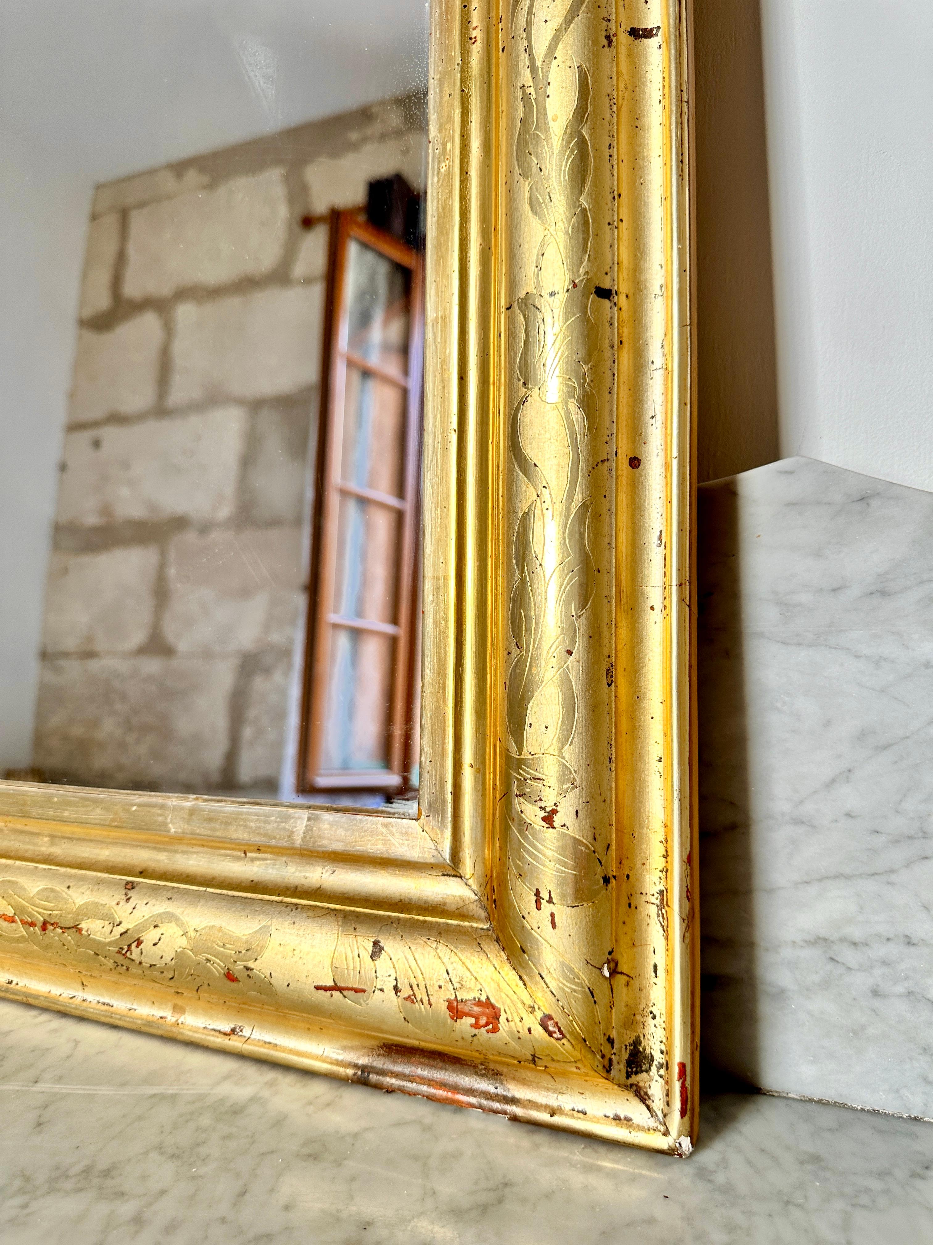 C19th Louis Philippe Gilt Archtop Mirror For Sale 1