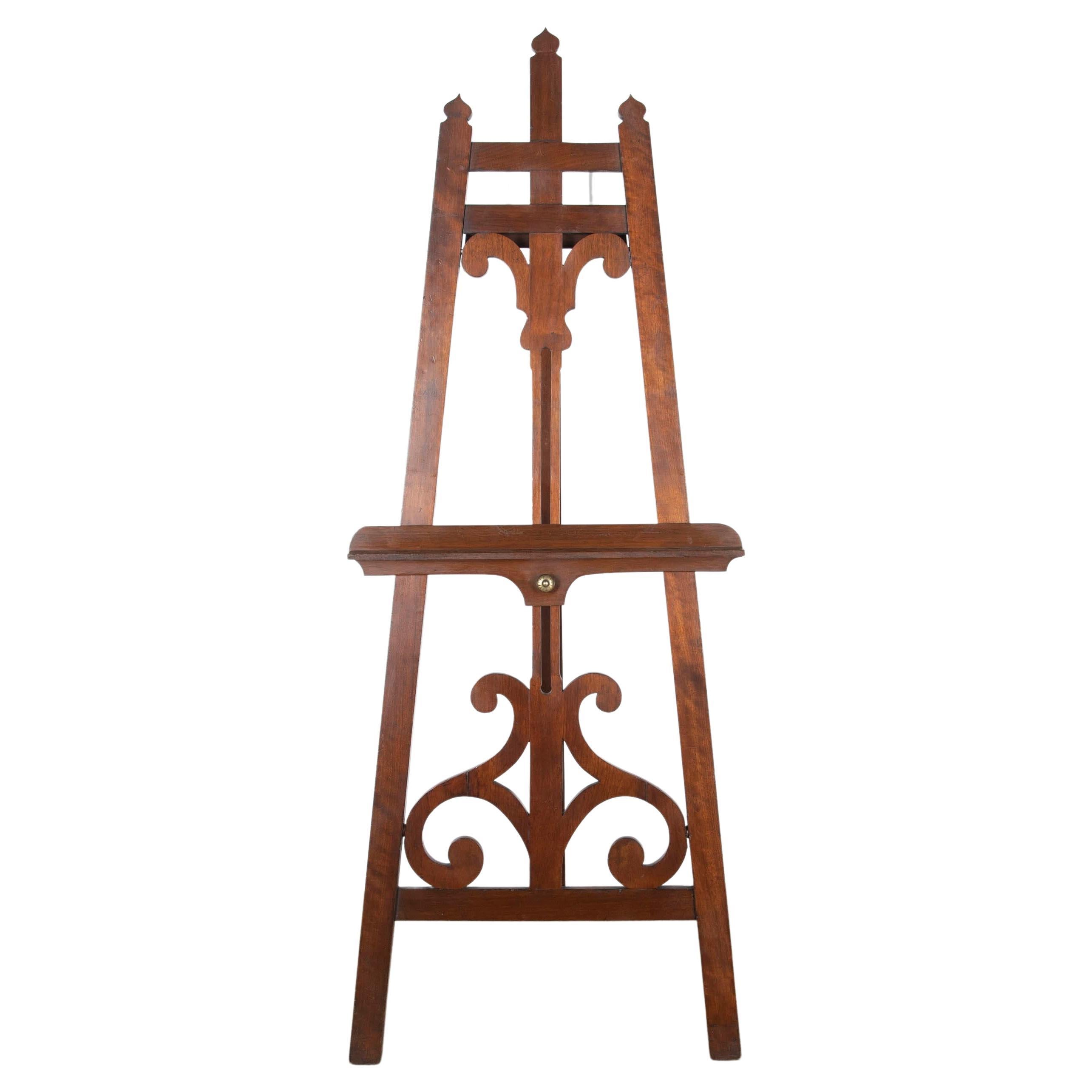 Early C19th Mahogany shapely Easel For Sale