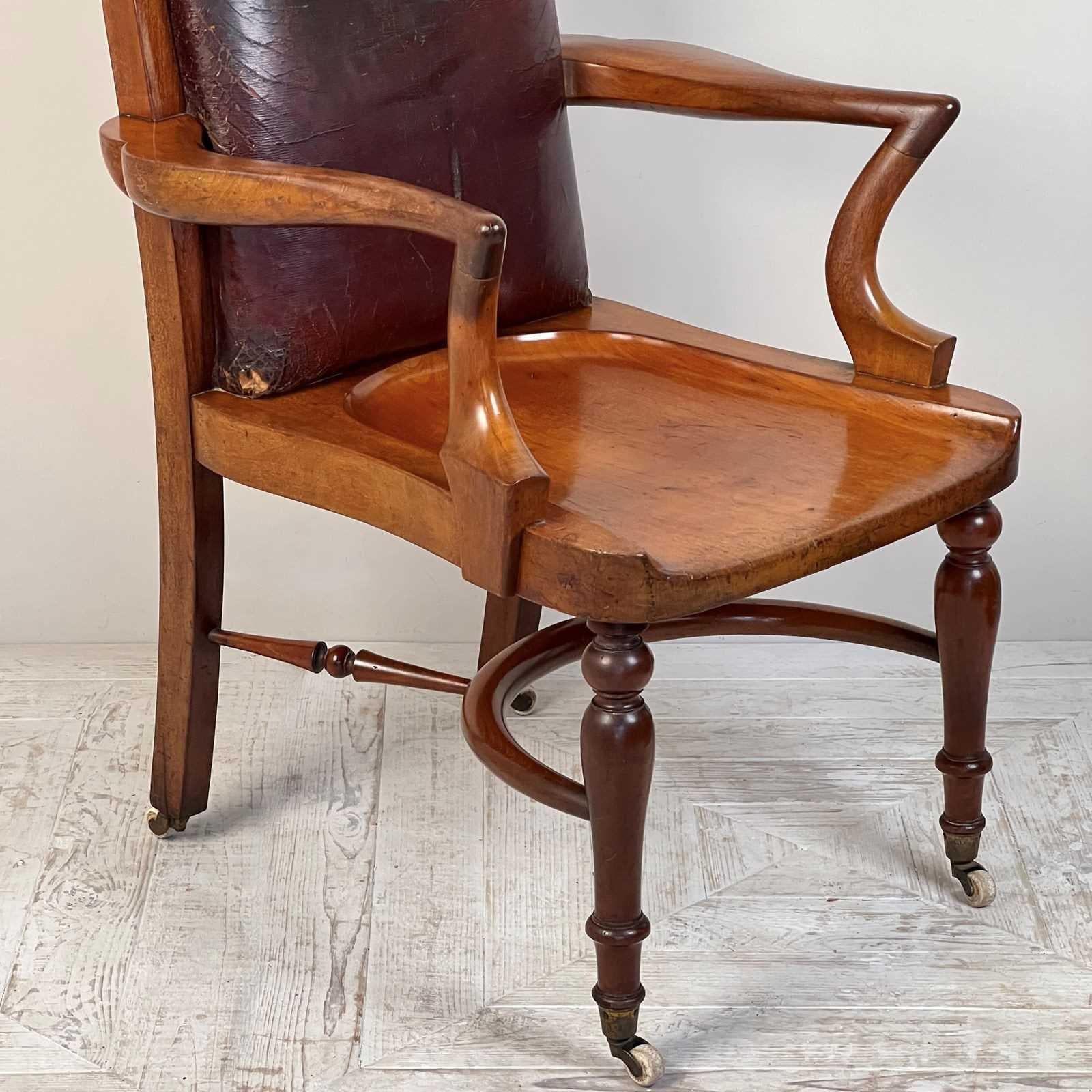 Late Victorian C19th Mahogany Library Or Desk Chair By Heals Of London