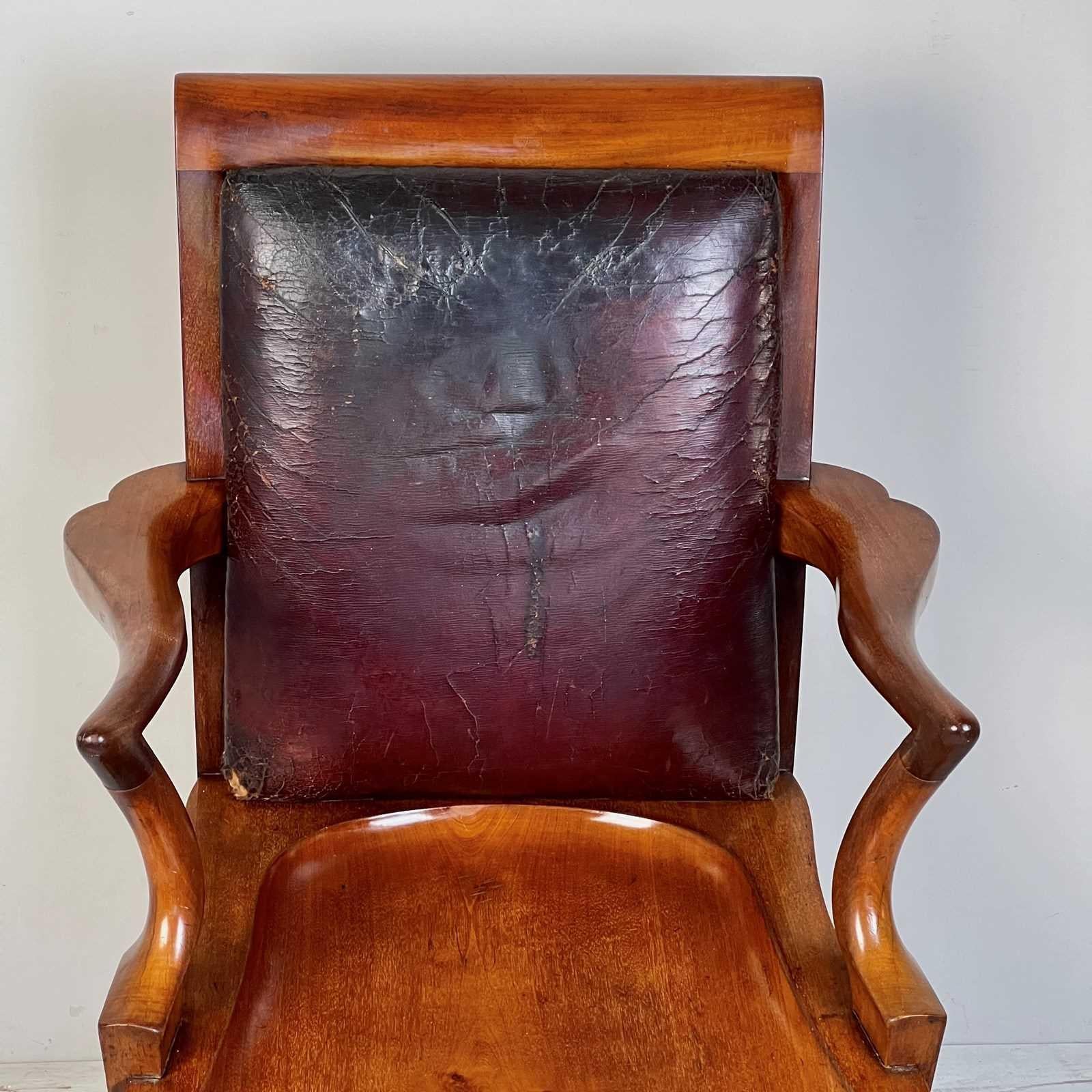 Brass C19th Mahogany Library Or Desk Chair By Heals Of London