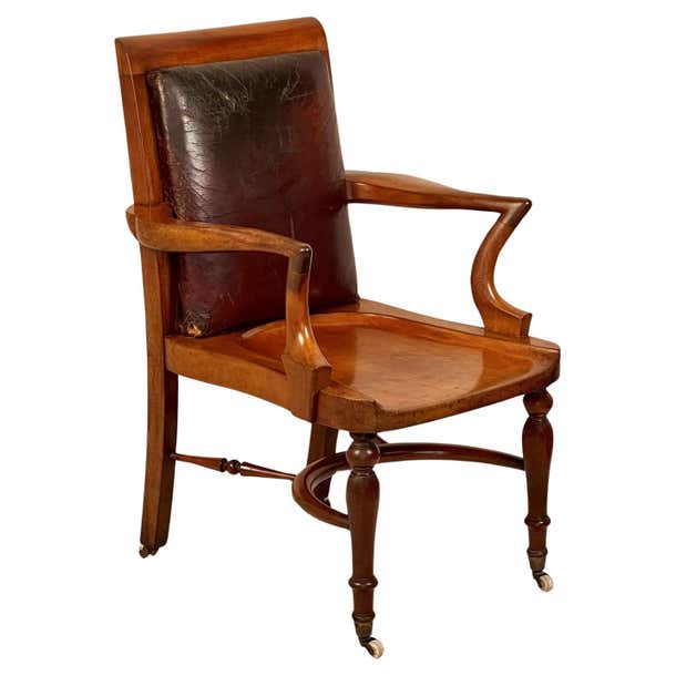 C19th Mahogany Library Or Desk Chair By Heals Of London For Sale at 1stDibs