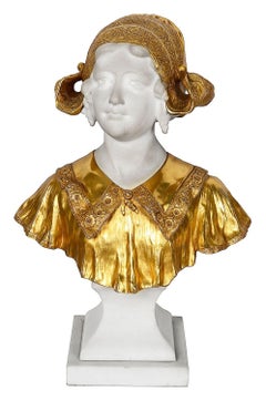 C19th Marble Bust of Dutch Girl.