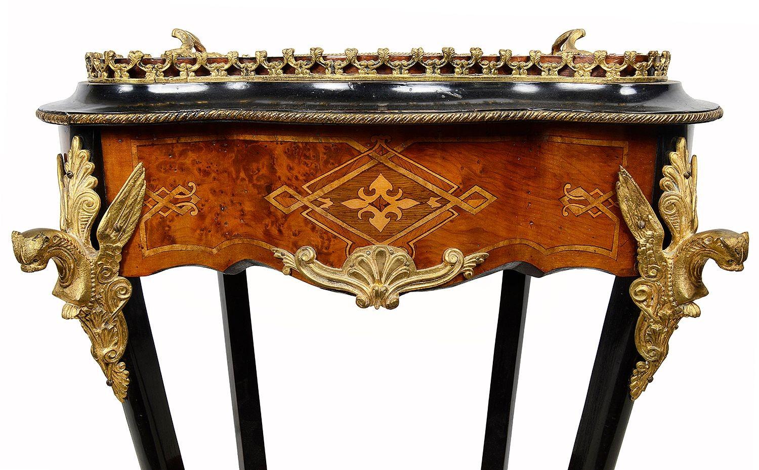 Inlay C19th Marquetry inlaid side table / jardiniere. For Sale