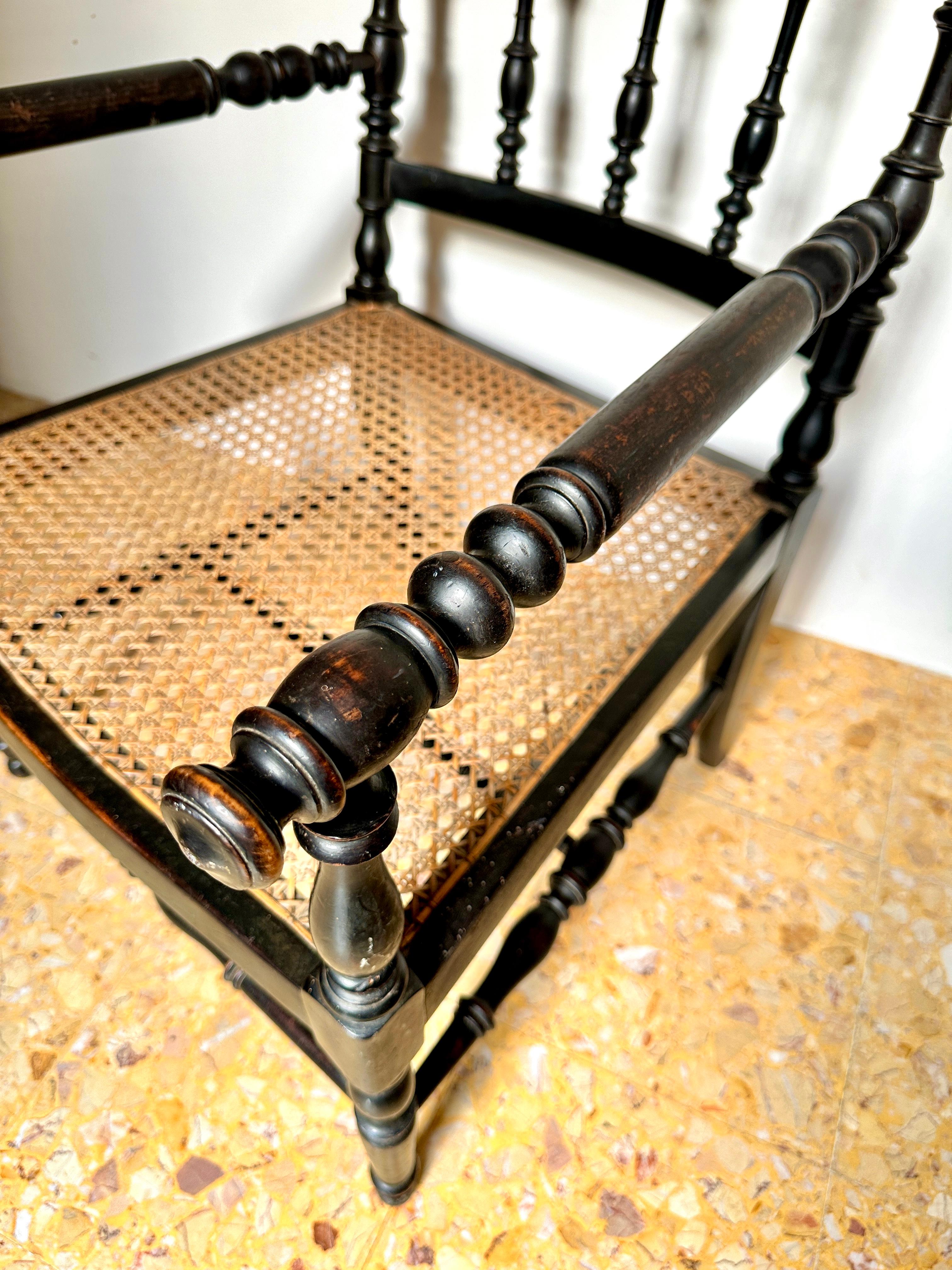 C19th Napoleon III Ebonised Cane Seat Armchairs (Sold Separately, Four Available For Sale 4