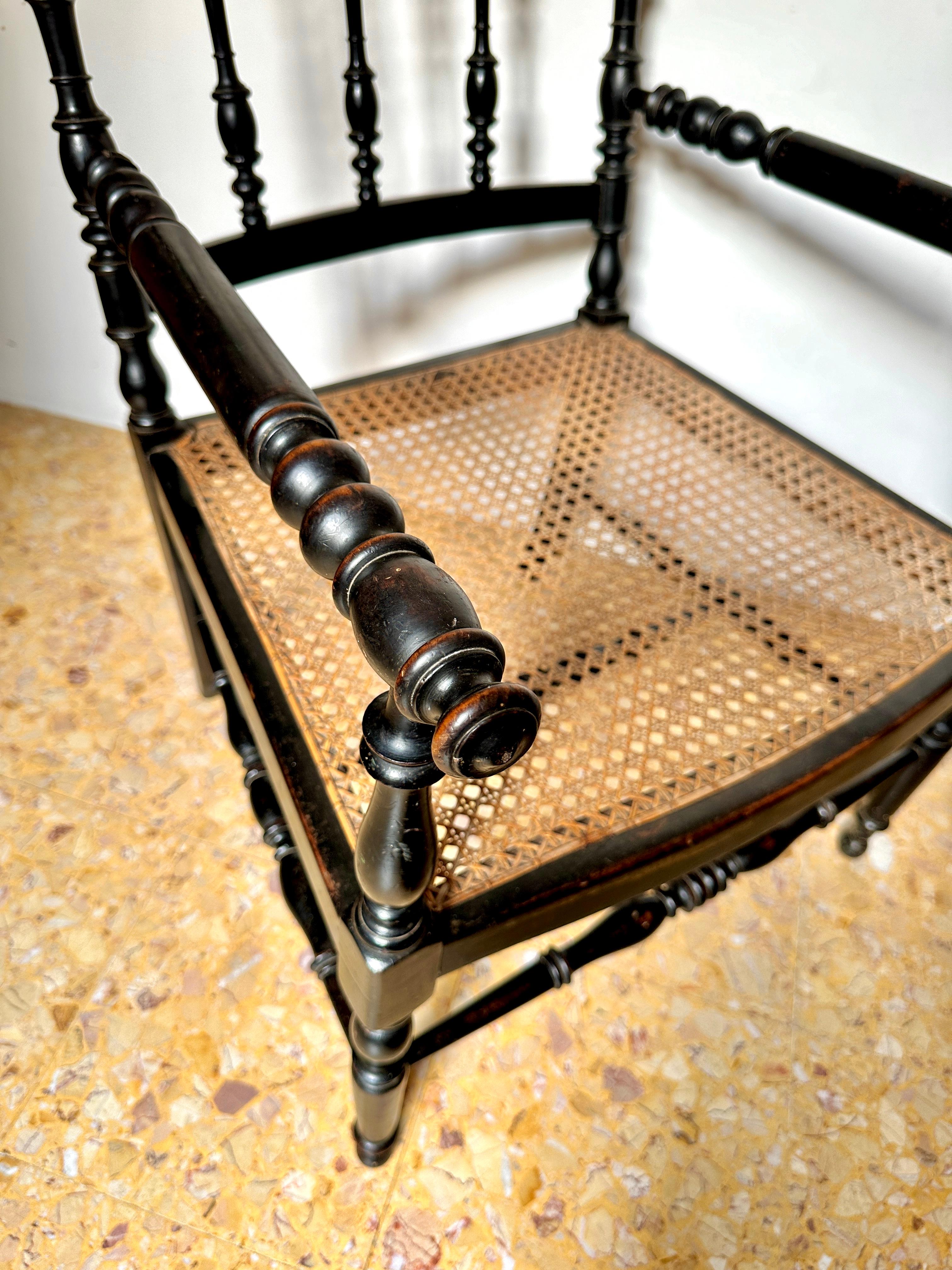 C19th Napoleon III Ebonised Cane Seat Armchairs (Sold Separately, Four Available For Sale 5