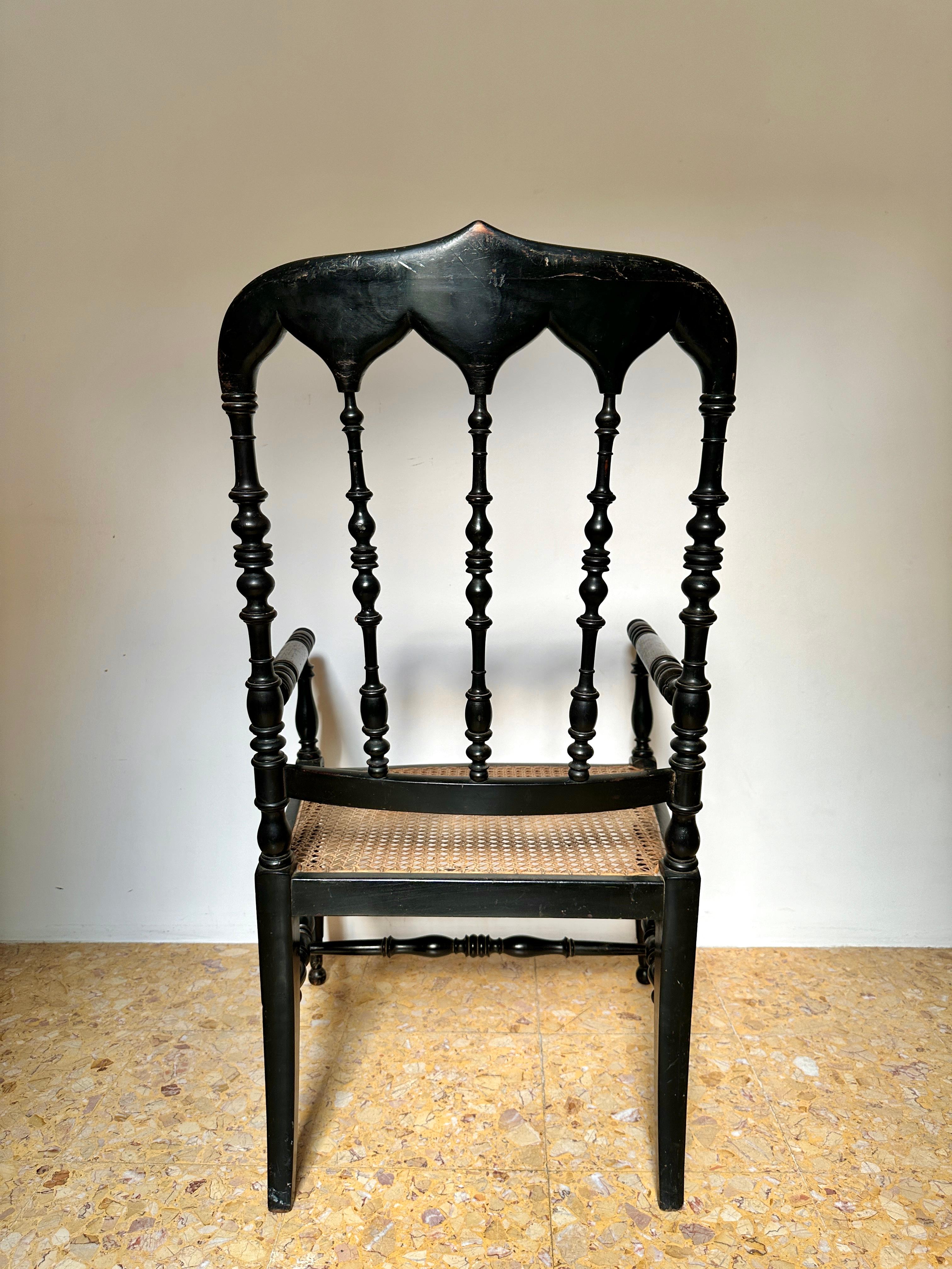 C19th Napoleon III Ebonised Cane Seat Armchairs (Sold Separately, Four Available For Sale 2