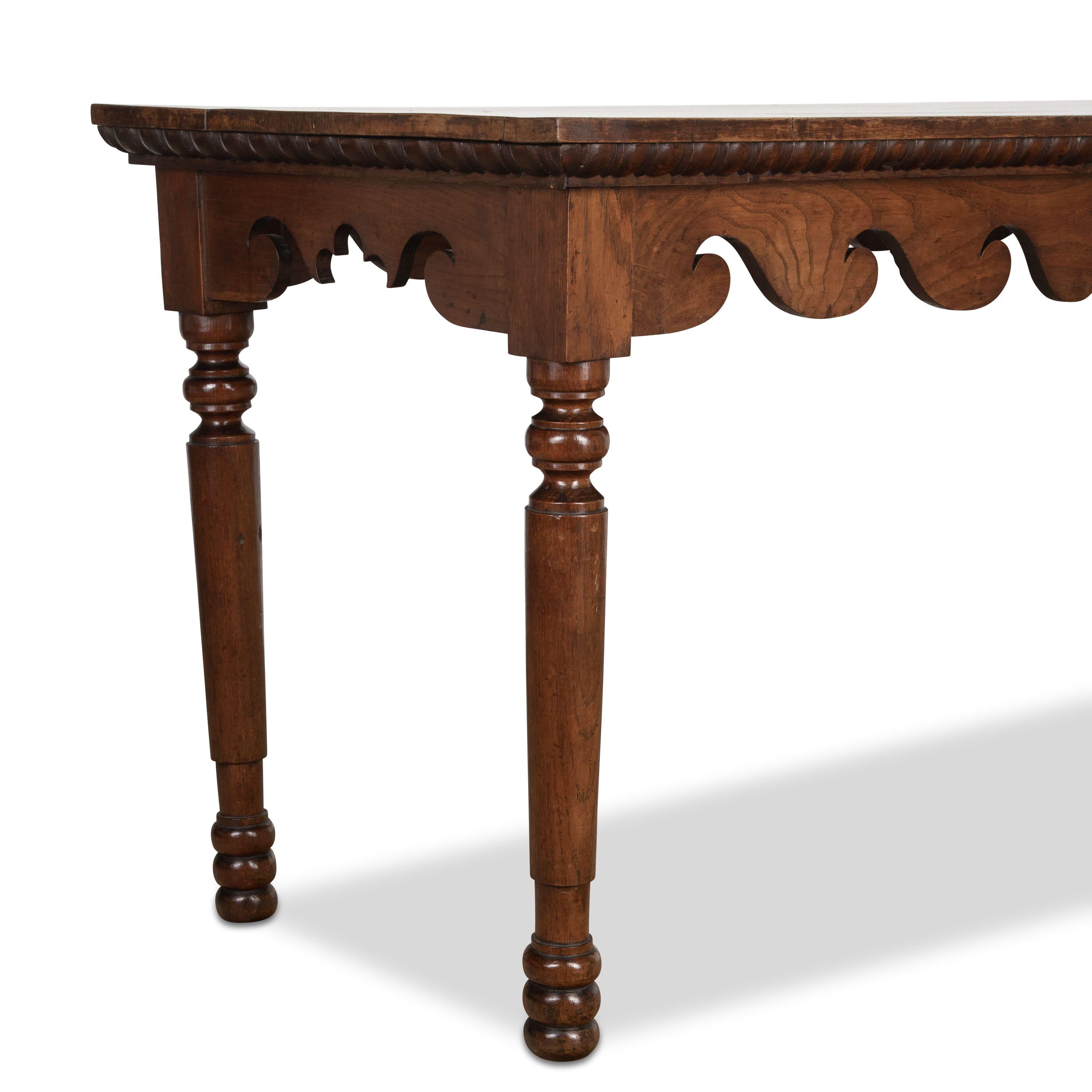 Carved C19th Oak Hall/Side Table For Sale
