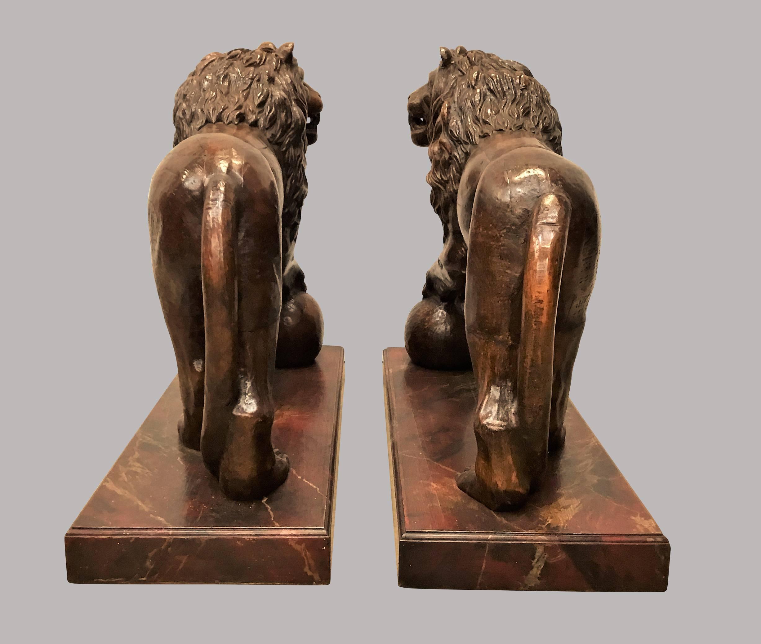 Pair of Carved Medici Lions, of Monumental Proportions, 19th Century For Sale 6