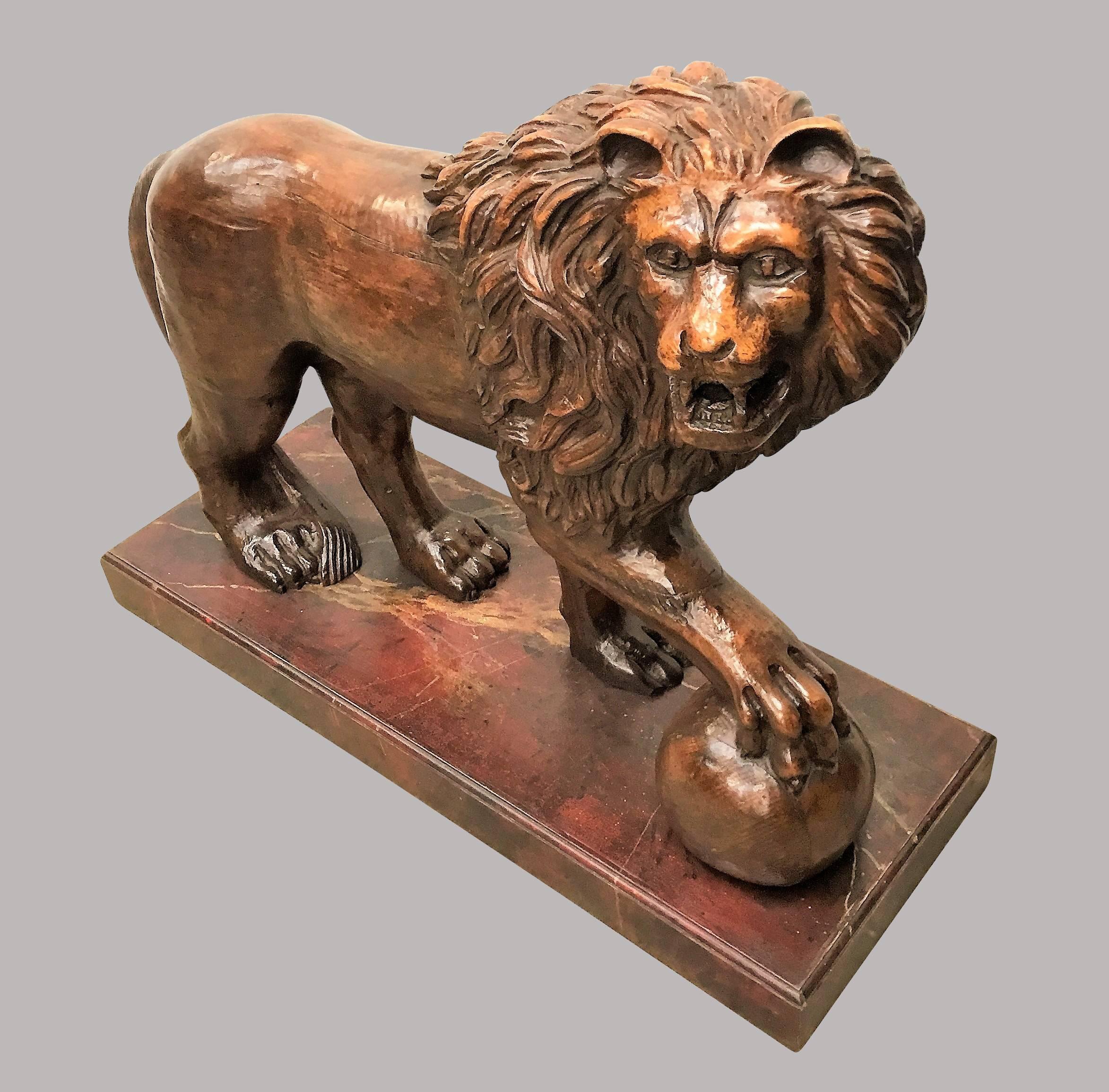 Pair of Carved Medici Lions, of Monumental Proportions, 19th Century For Sale 13