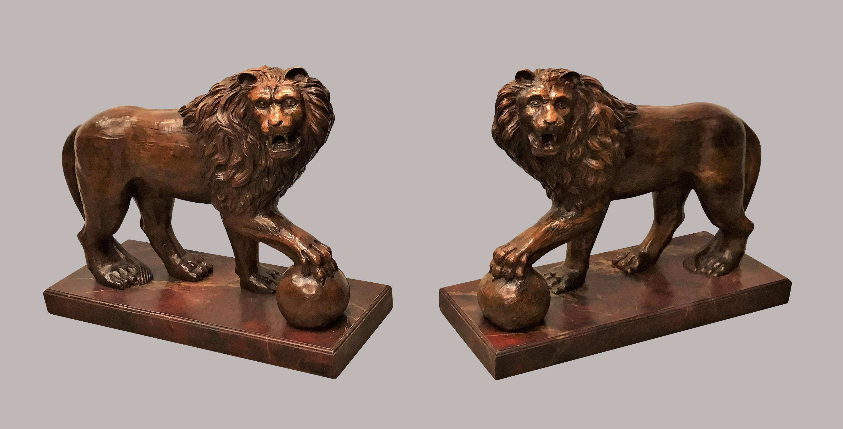 Pair of Carved Medici Lions, of Monumental Proportions, 19th Century For Sale 14