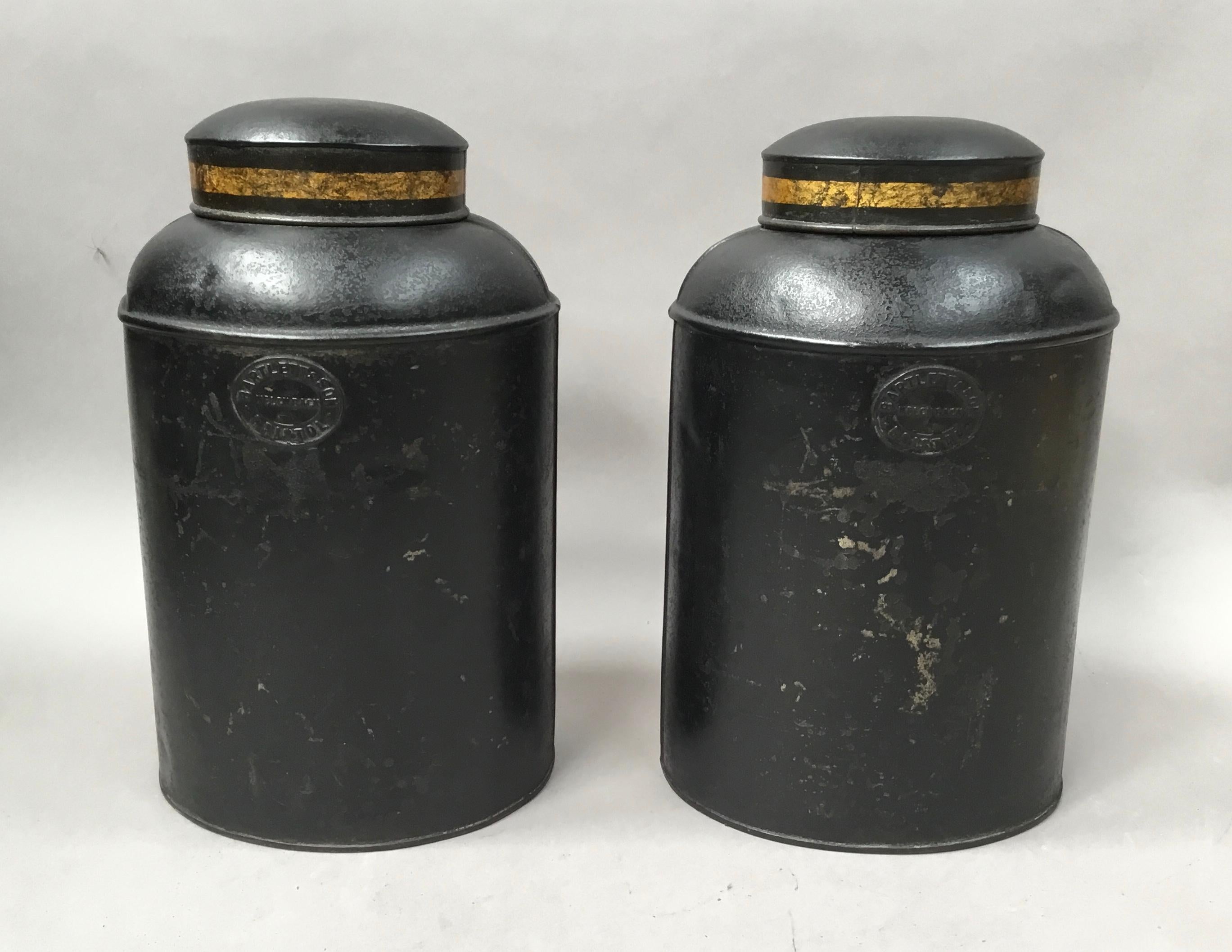 19th Century Pair of Chinoiserie Lacquered Tole Tea Canisters by John Bartlett For Sale 7