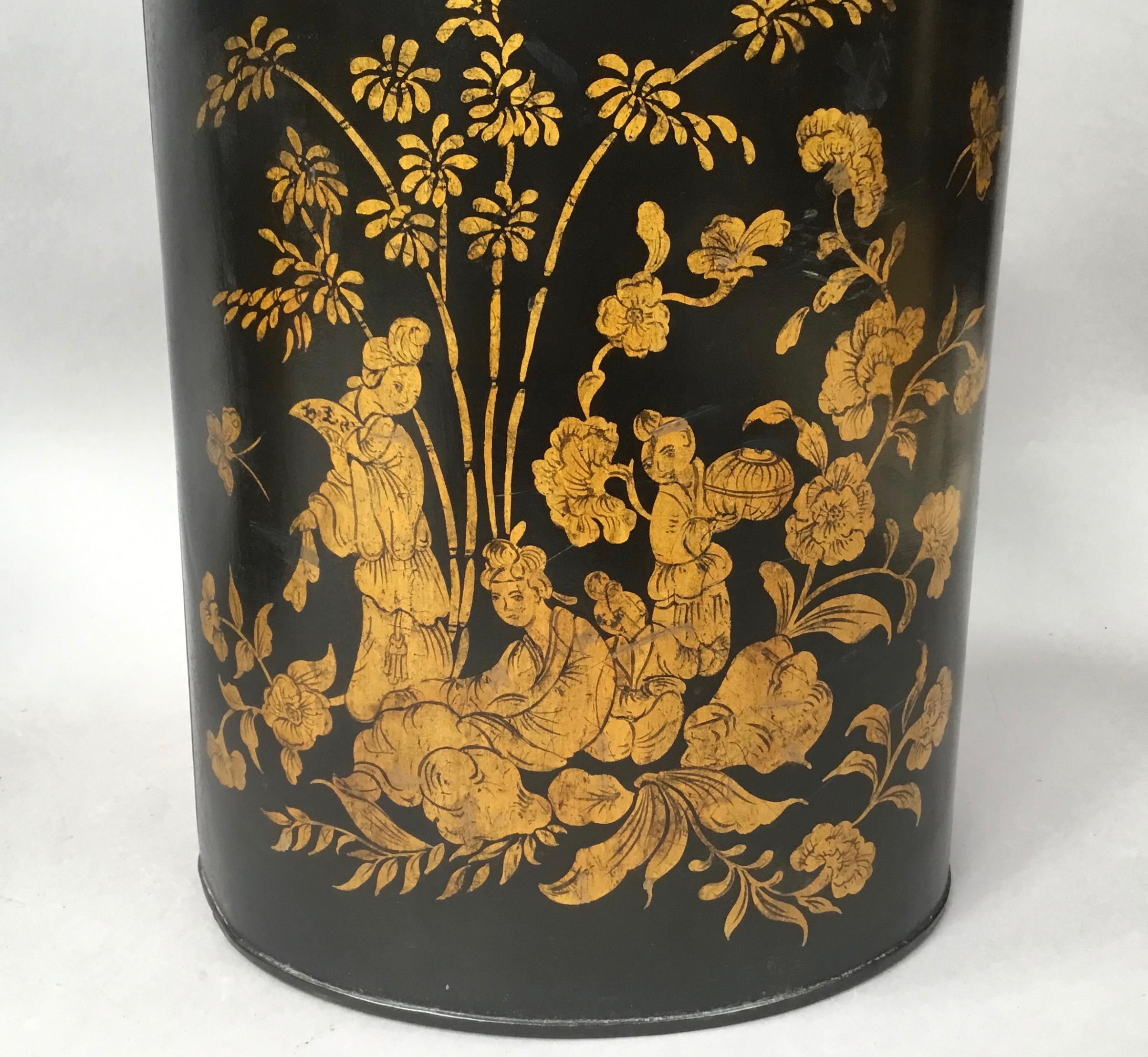 19th Century Pair of Chinoiserie Lacquered Tole Tea Canisters by John Bartlett For Sale 1