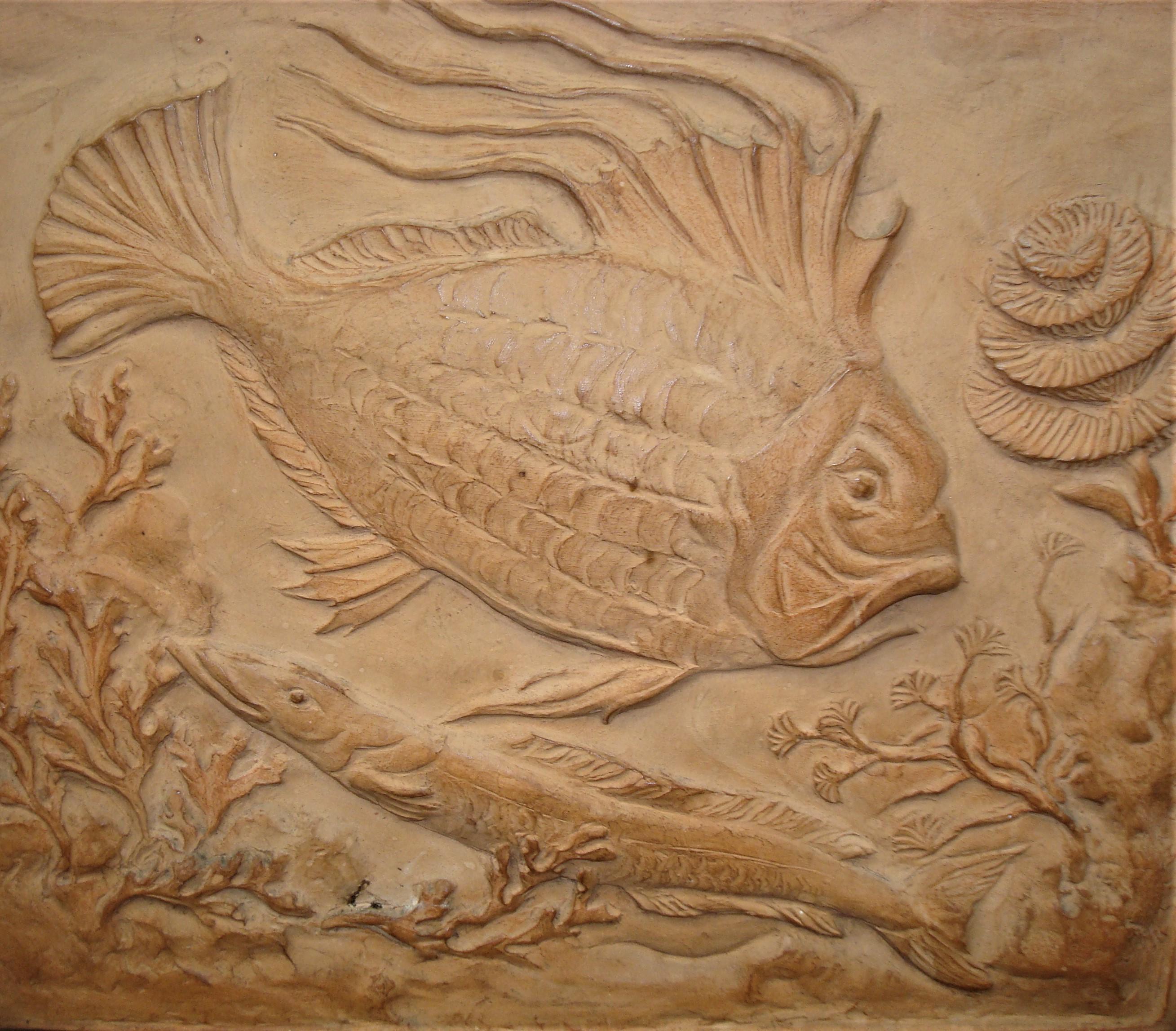 19th Century Pair of Terracotta Plaques of Sculpted Fish In Good Condition For Sale In Moreton-in-Marsh, Gloucestershire