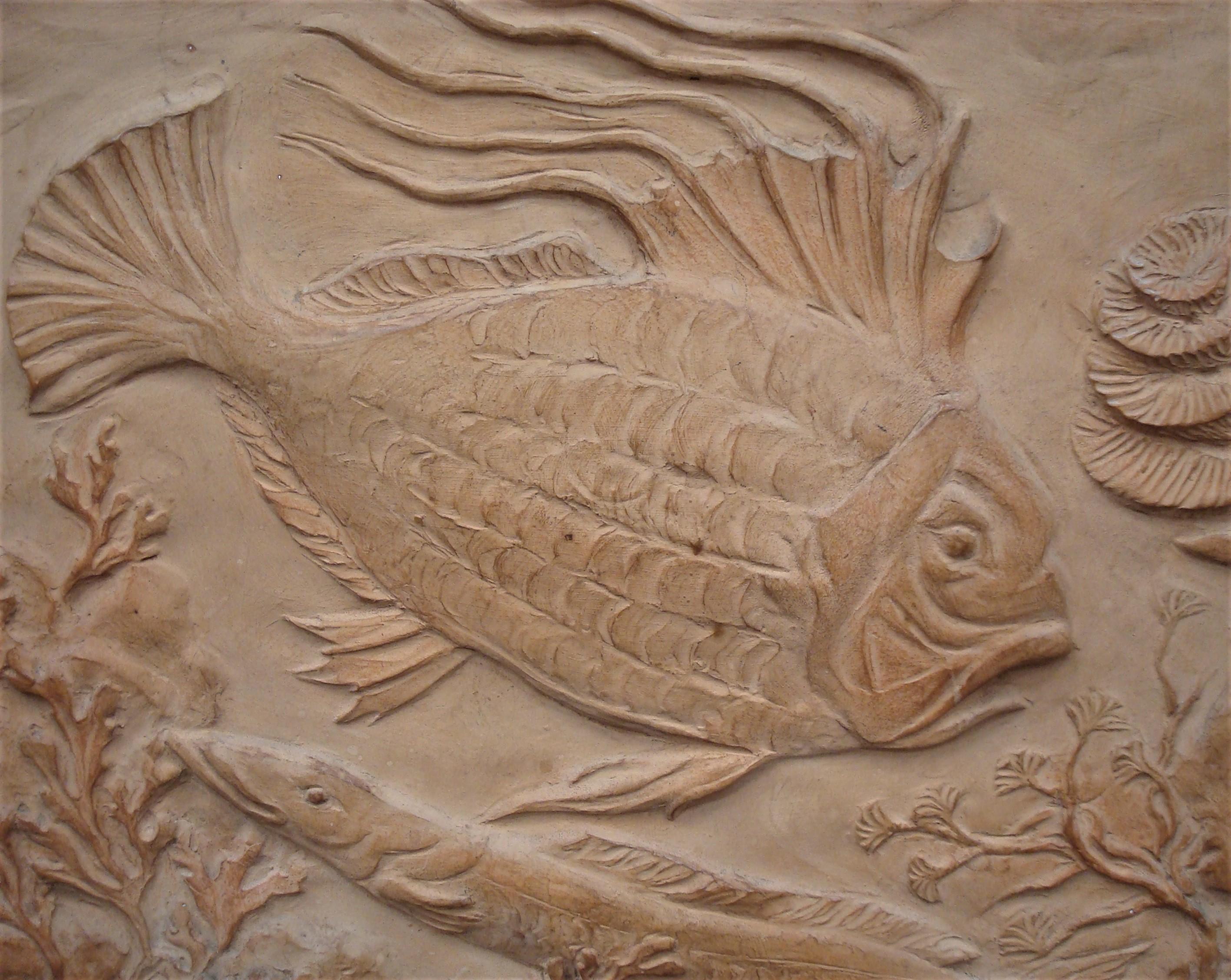 19th Century Pair of Terracotta Plaques of Sculpted Fish For Sale 2